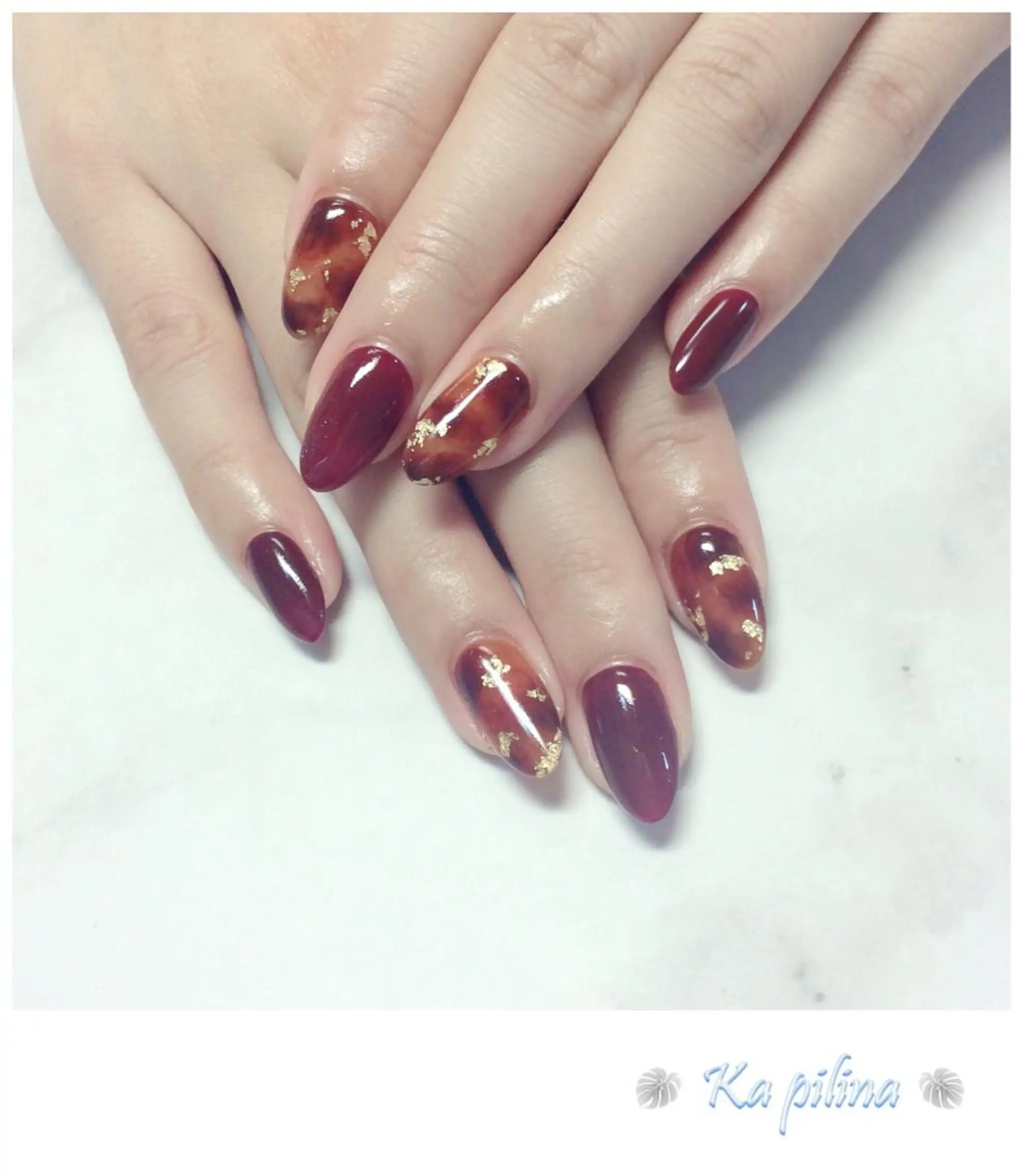 ネイル べっ甲ネイル パープル シンプルネイル Nail salon Ka pilinaのネイルデザイン