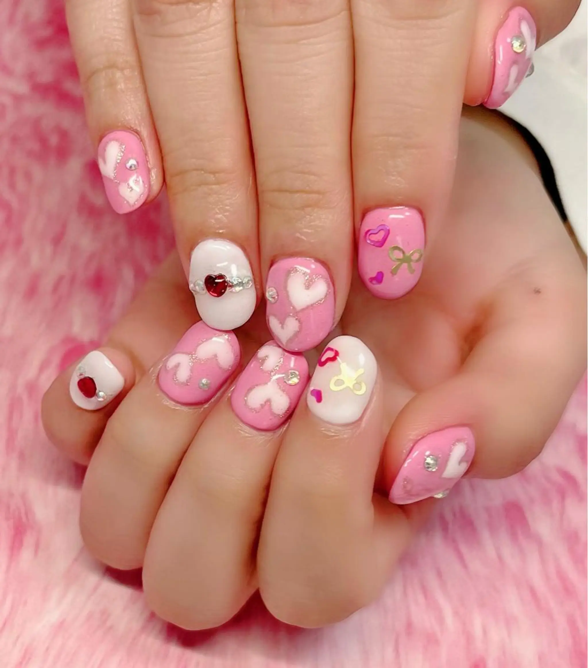 ネイル ハート ピンク ハンドネイル shonan_ kairiのネイルデザイン