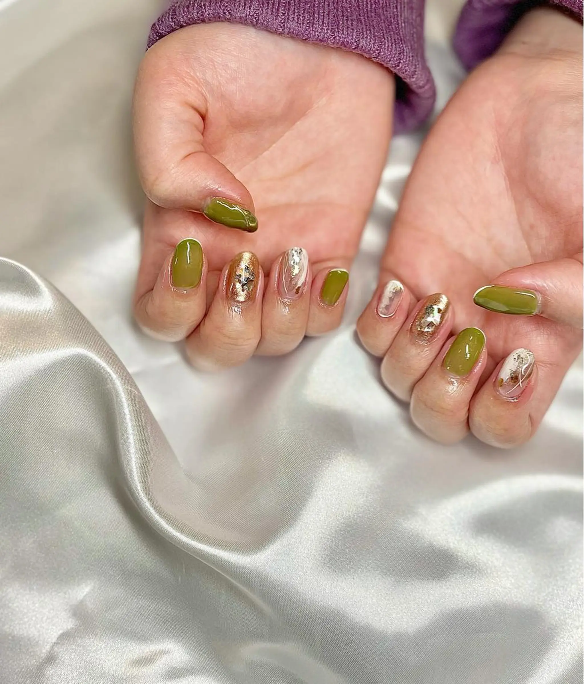 ミディアム カラー パーマ ヘアアレンジ メンズ ネイル マツエク・マツパ ピスタチオネイル nail&eye Aoのマツエク・マツパデザイン