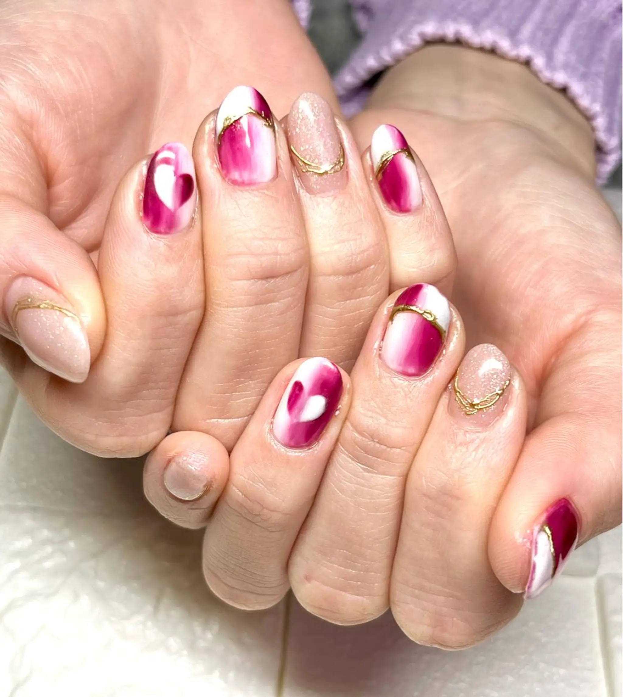 ミディアム ネイル スカルプネイル ハンドネイル まり りぃ〜んのネイルデザイン