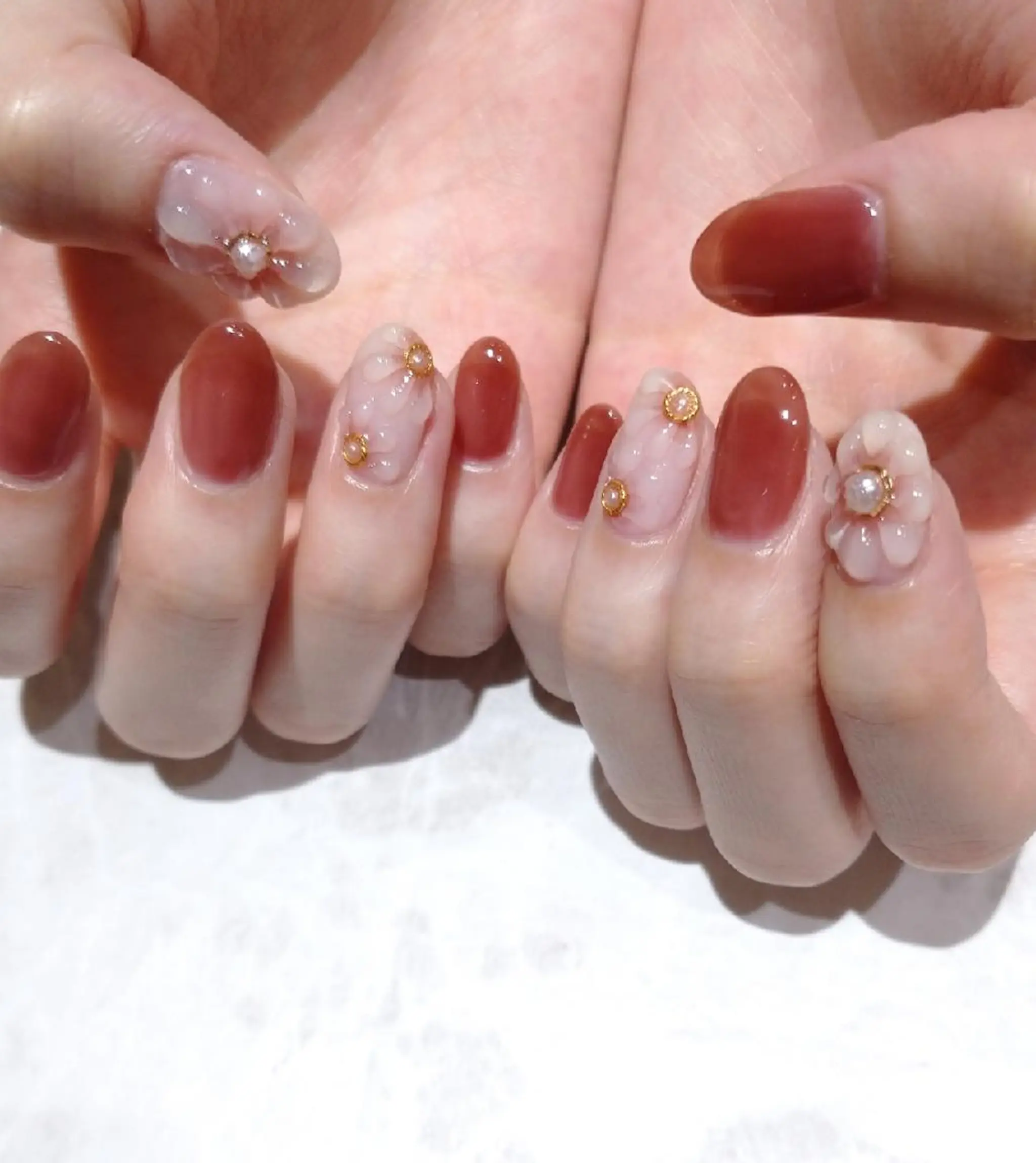 ネイル ブラウン ハンドネイル 會田 瑠衣のネイルデザイン