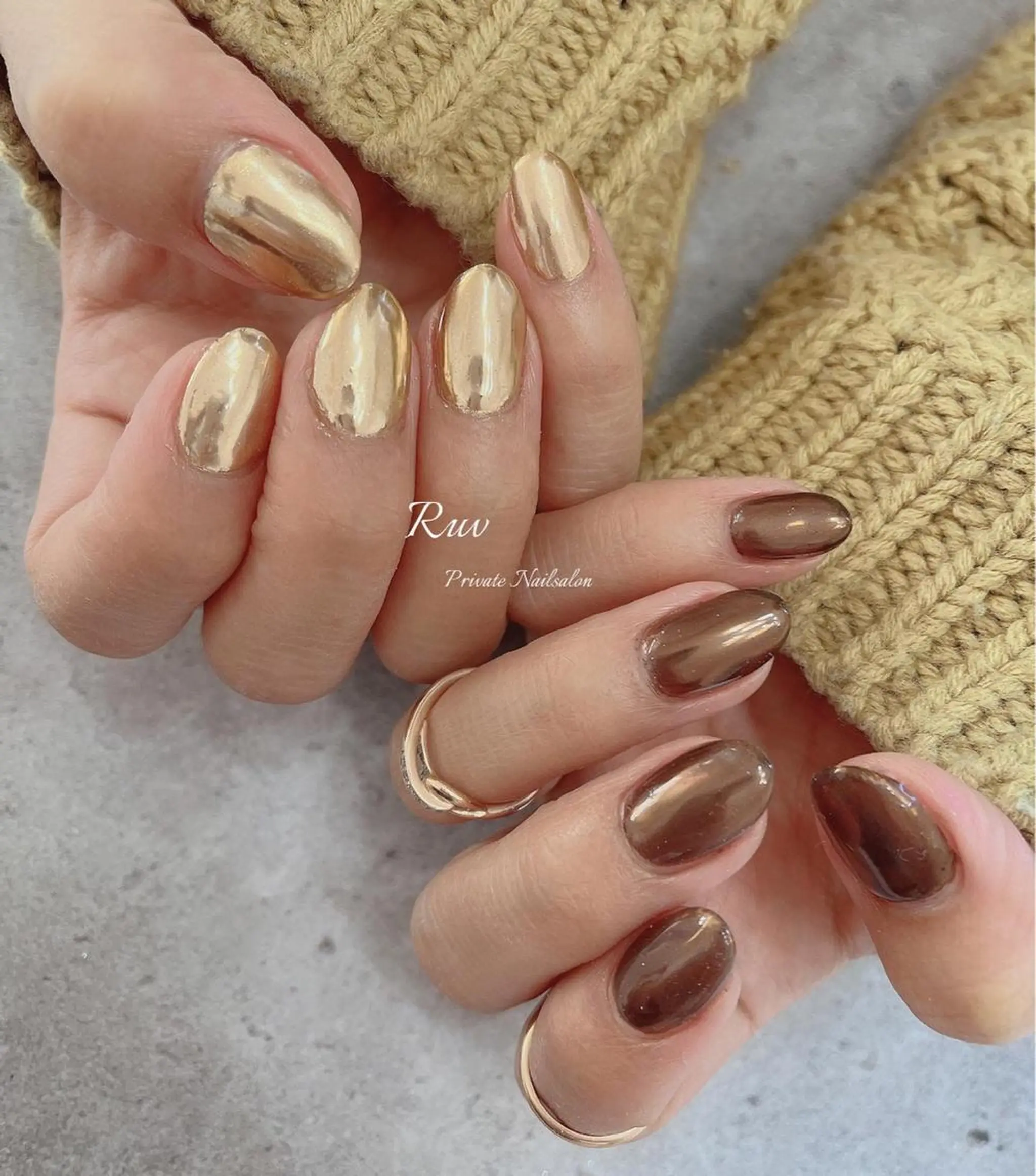 ネイル ミラーネイル ハンドネイル プライベート ネイルサロン　ルヴのネイルデザイン