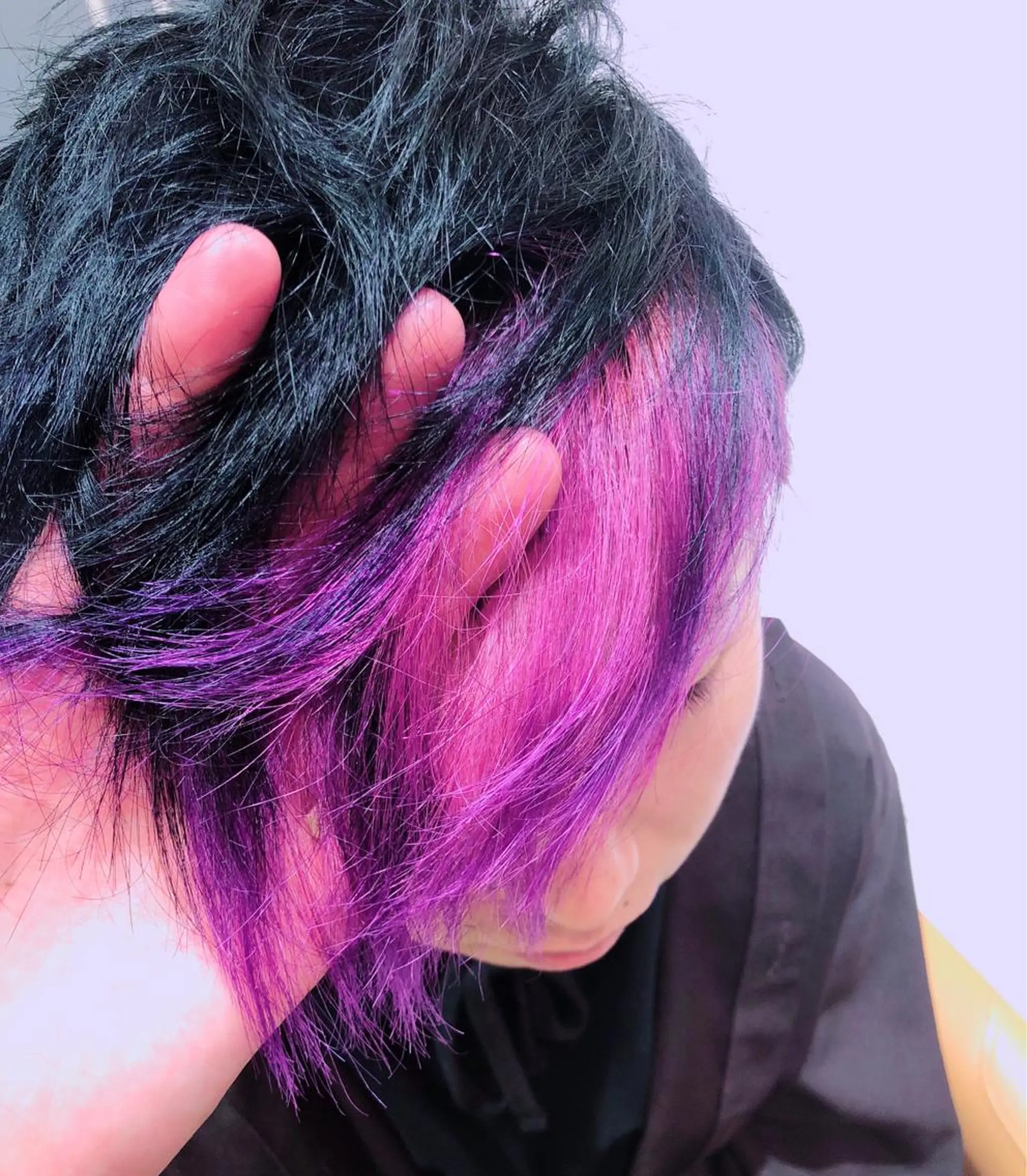 ショート カラー パープルカラー ヘアカラー トリートメント 難しい髪質の縮毛矯正 高岡/射水/髪質改善のヘアスタイル