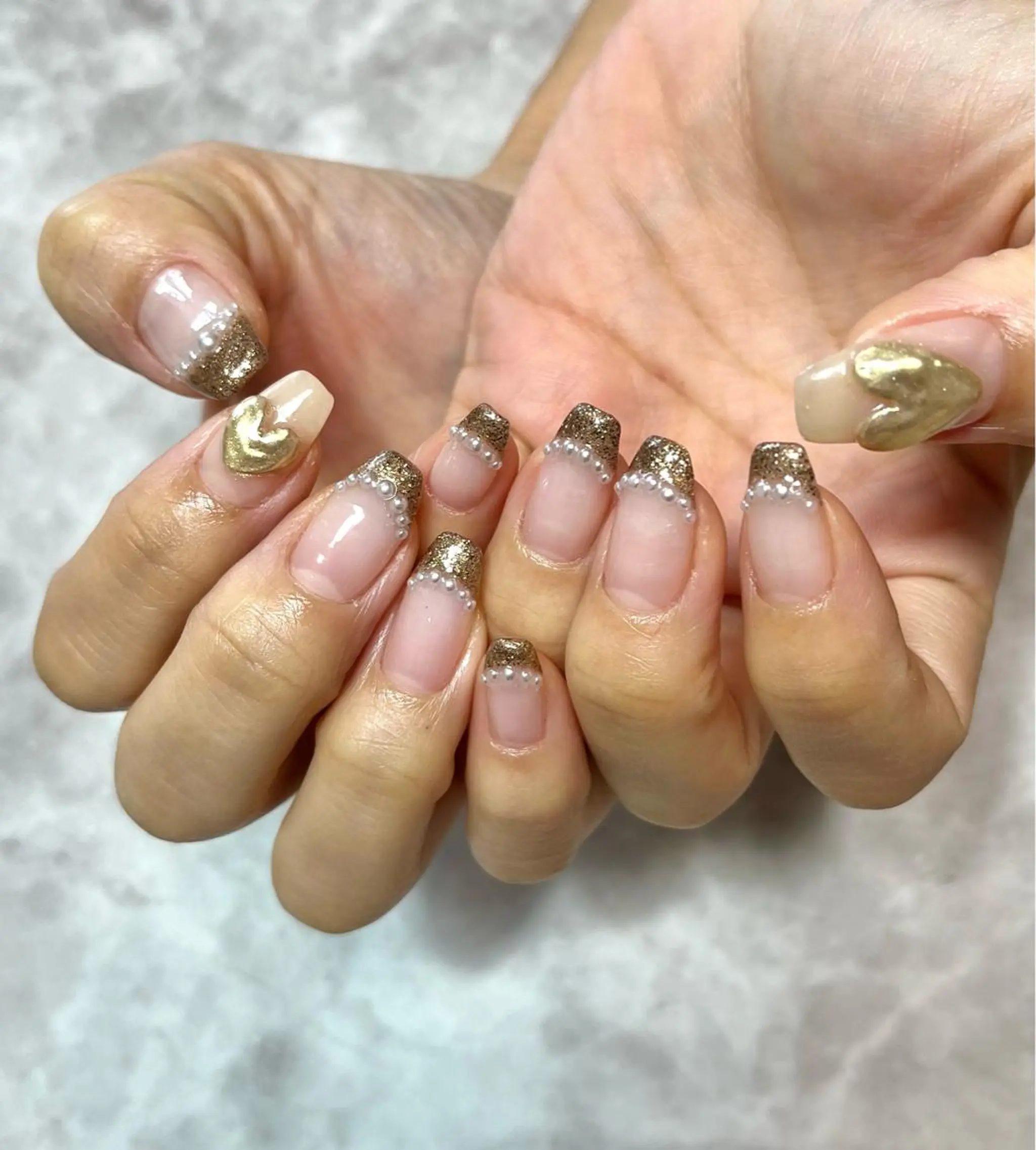 ネイル ジェルネイル ハート キラキラネイル 韓国ネイル オフィスネイル ハンドネイル nails' it...のネイルデザイン