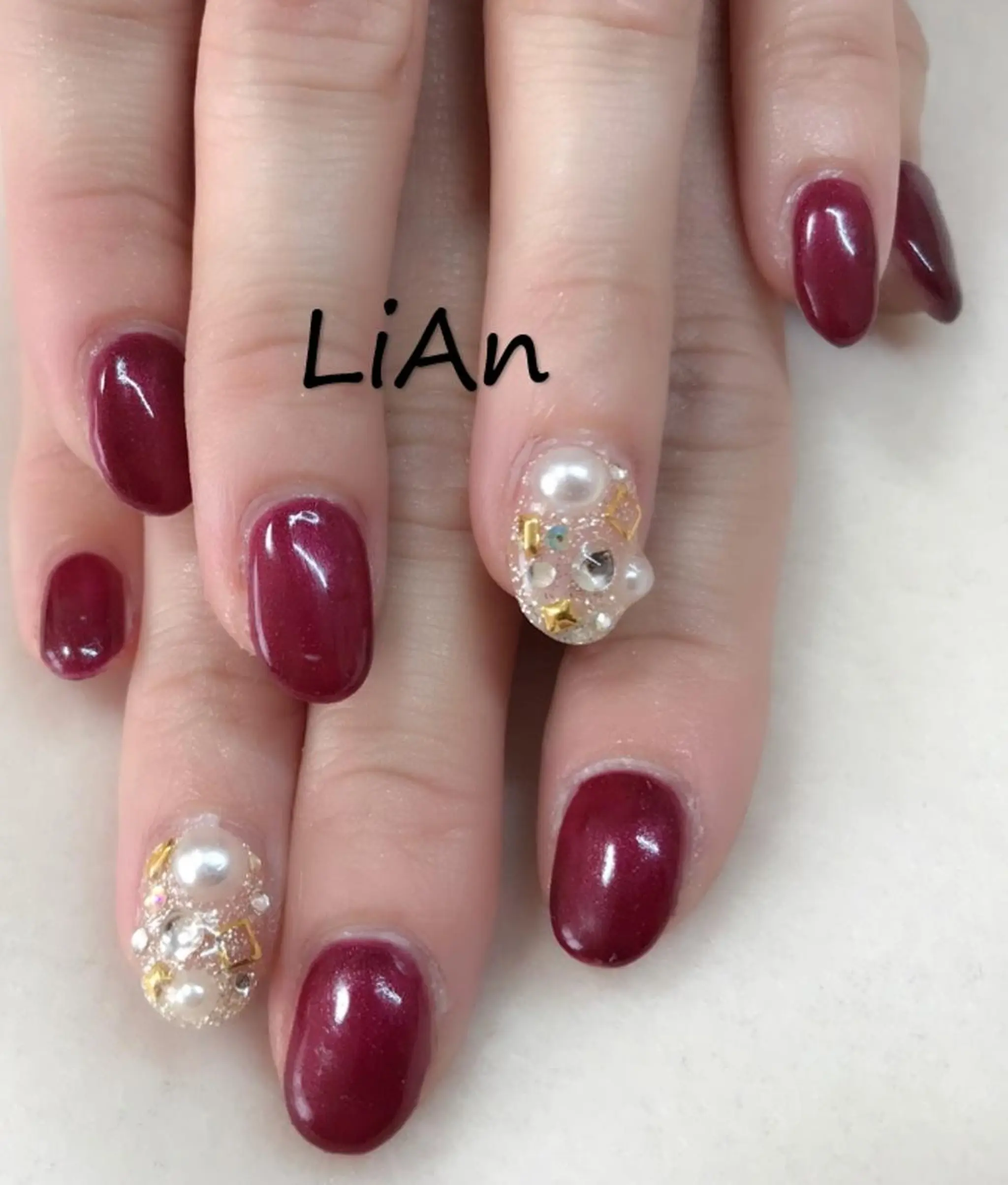 ネイル ワンカラーネイル ストーンネイル NailSalon LiAnのネイルデザイン