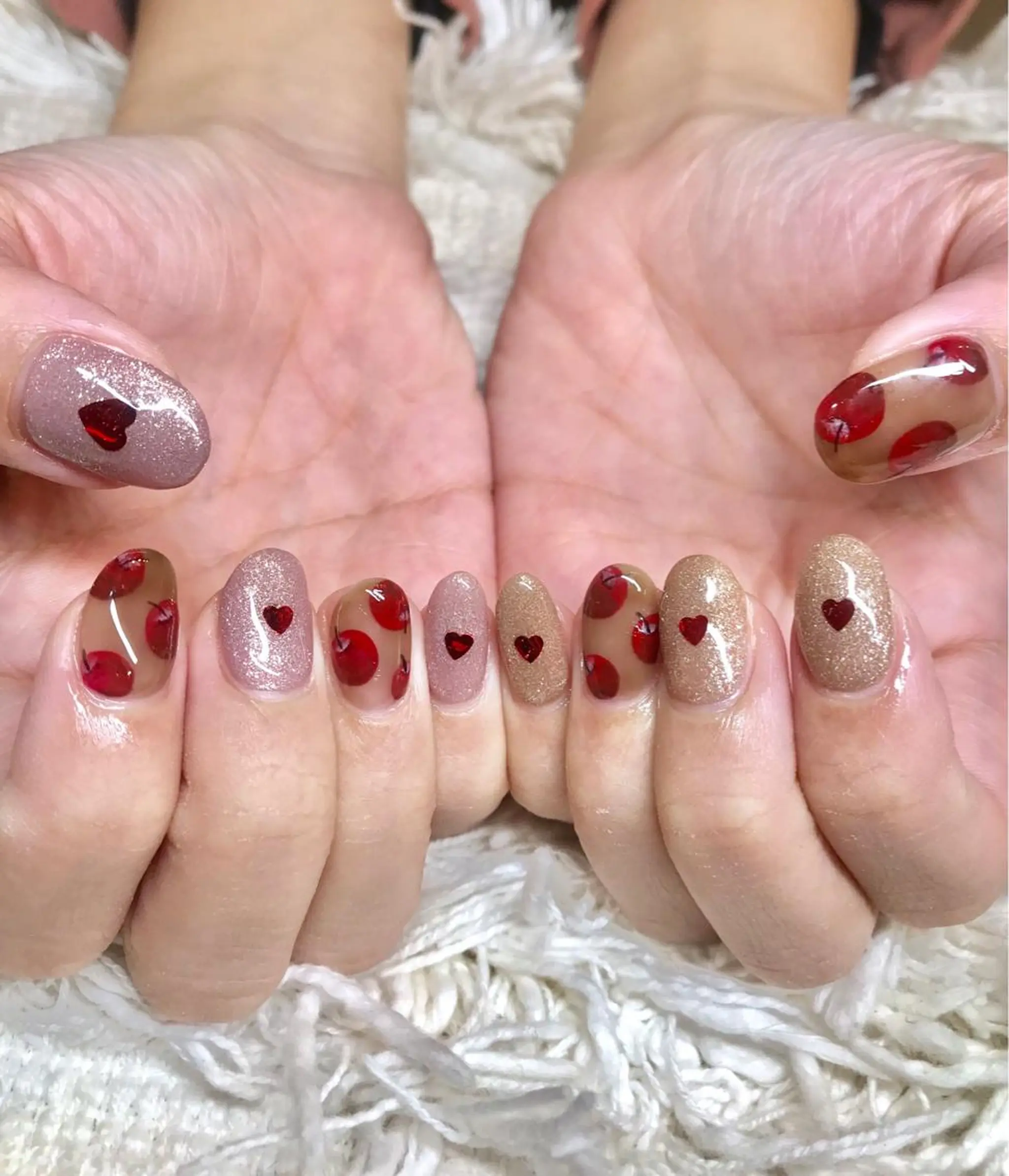 ミディアム カラー パーマ ヘアアレンジ ネイル マツエク・マツパ ハート nail&eye Aoのマツエク・マツパデザイン