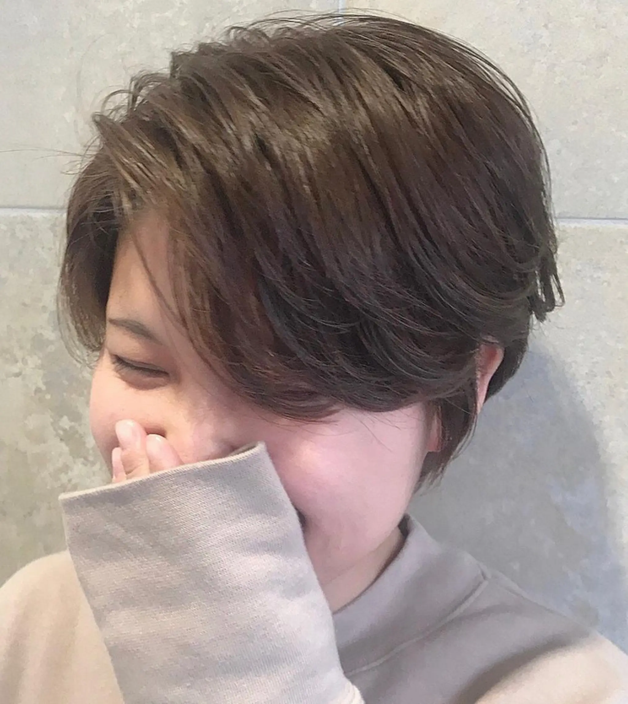 ショート カラー 黒髪 透明感カラー ハイトーンカラー イルミナカラー カット ヘアカラー トリートメント 田中 あかねのヘアスタイル