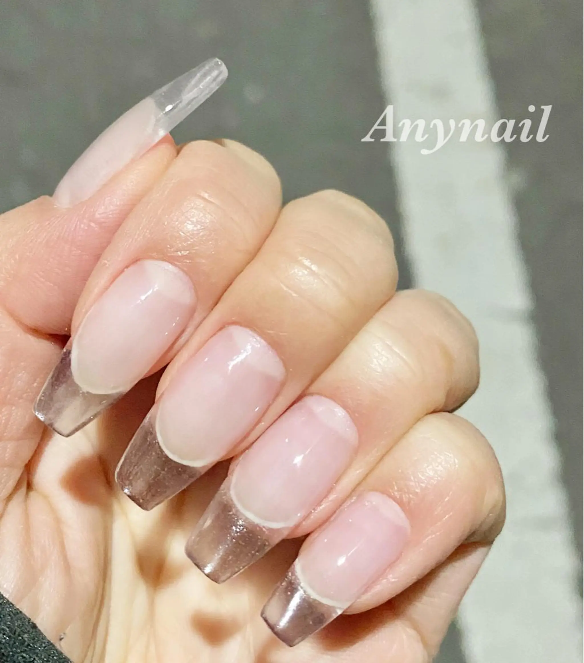 ネイル ブルー クリアネイル スカルプネイル ハンドネイル 岩澤 恵子のネイルデザイン