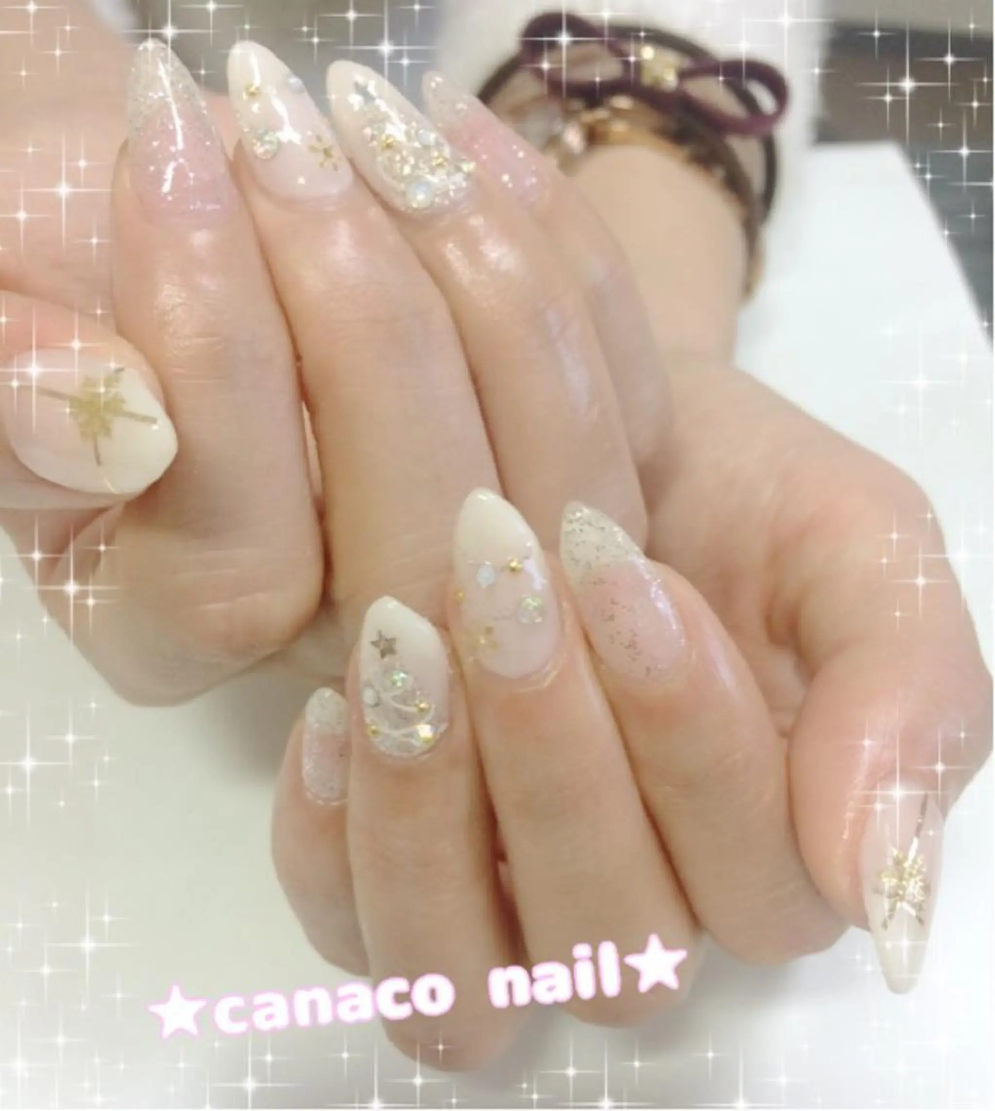 ネイル アートネイル ジェルネイル パラジェル ストーンネイル ハンドネイル ハンドケア Felice所属・ベテランネイル cnc  nailのネイルデザイン