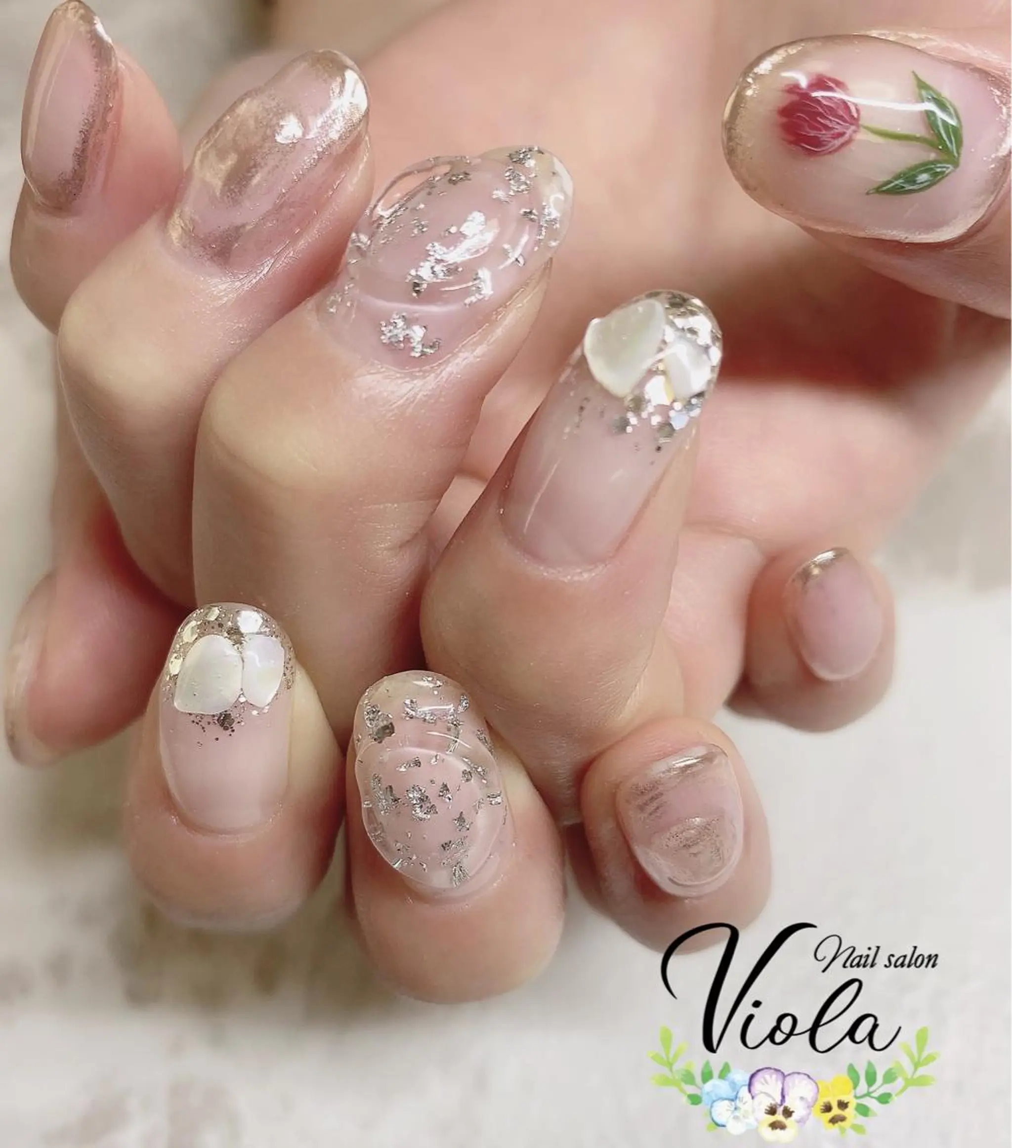 ネイル アートネイル クリアネイル ミラーネイル ニュアンスネイル ぷっくりネイル ハンドネイル Nailsalon Viola所属・ネイルサロン Violaのネイルデザイン
