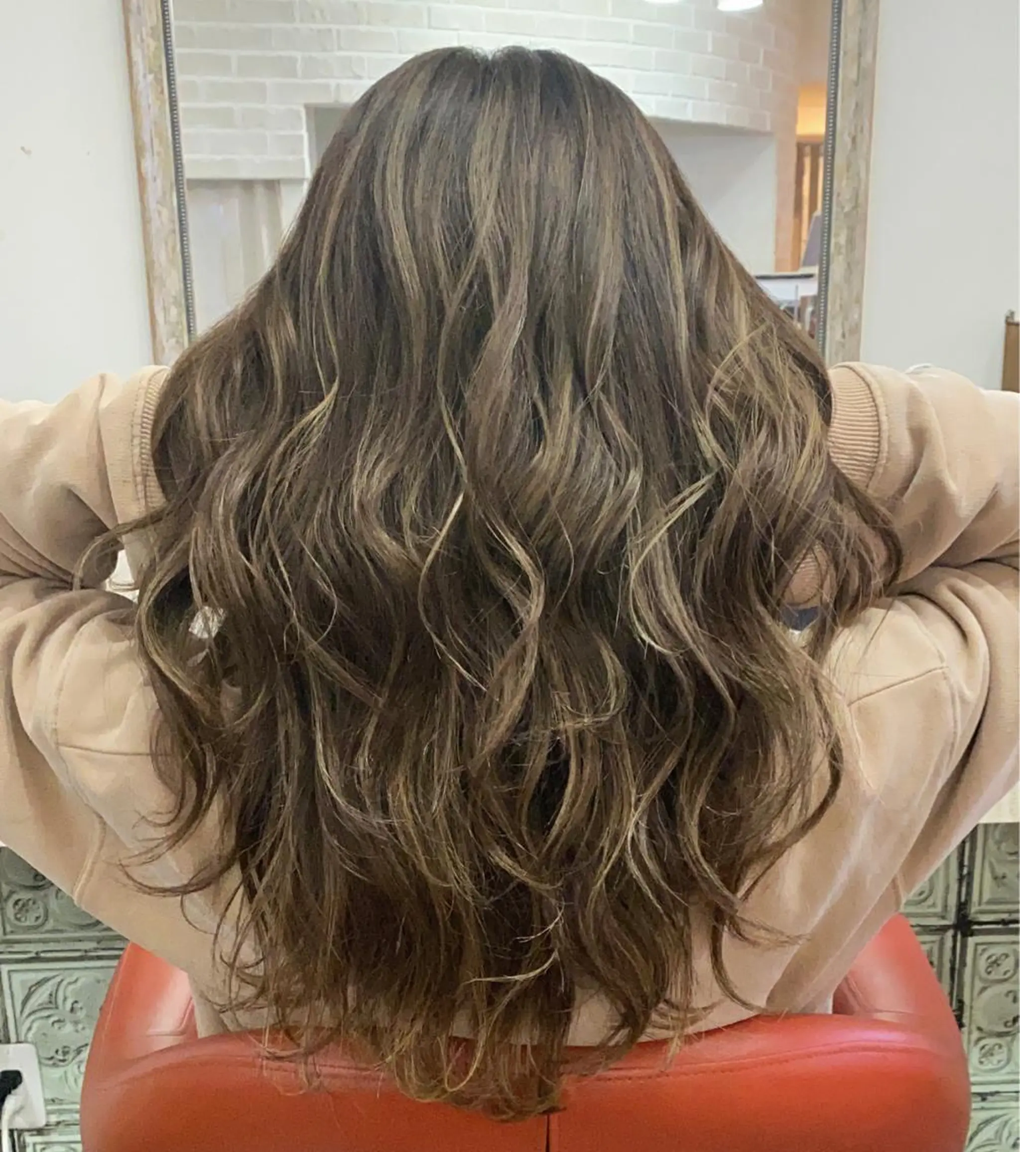 ロング カラー ヘアアレンジ カット ヘアカラー ハイライト、レイヤー カット/西梅田/中西のヘアスタイル