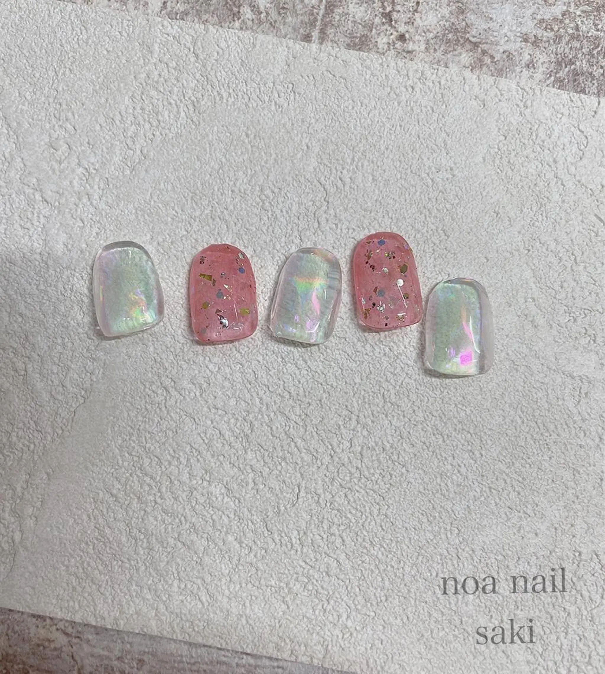 ネイル アートネイル オーロラネイル ジェルネイル 氷ネイル・うるうるネイル ミラーネイル nailsalon noa所属・nailist sakiのネイルデザイン