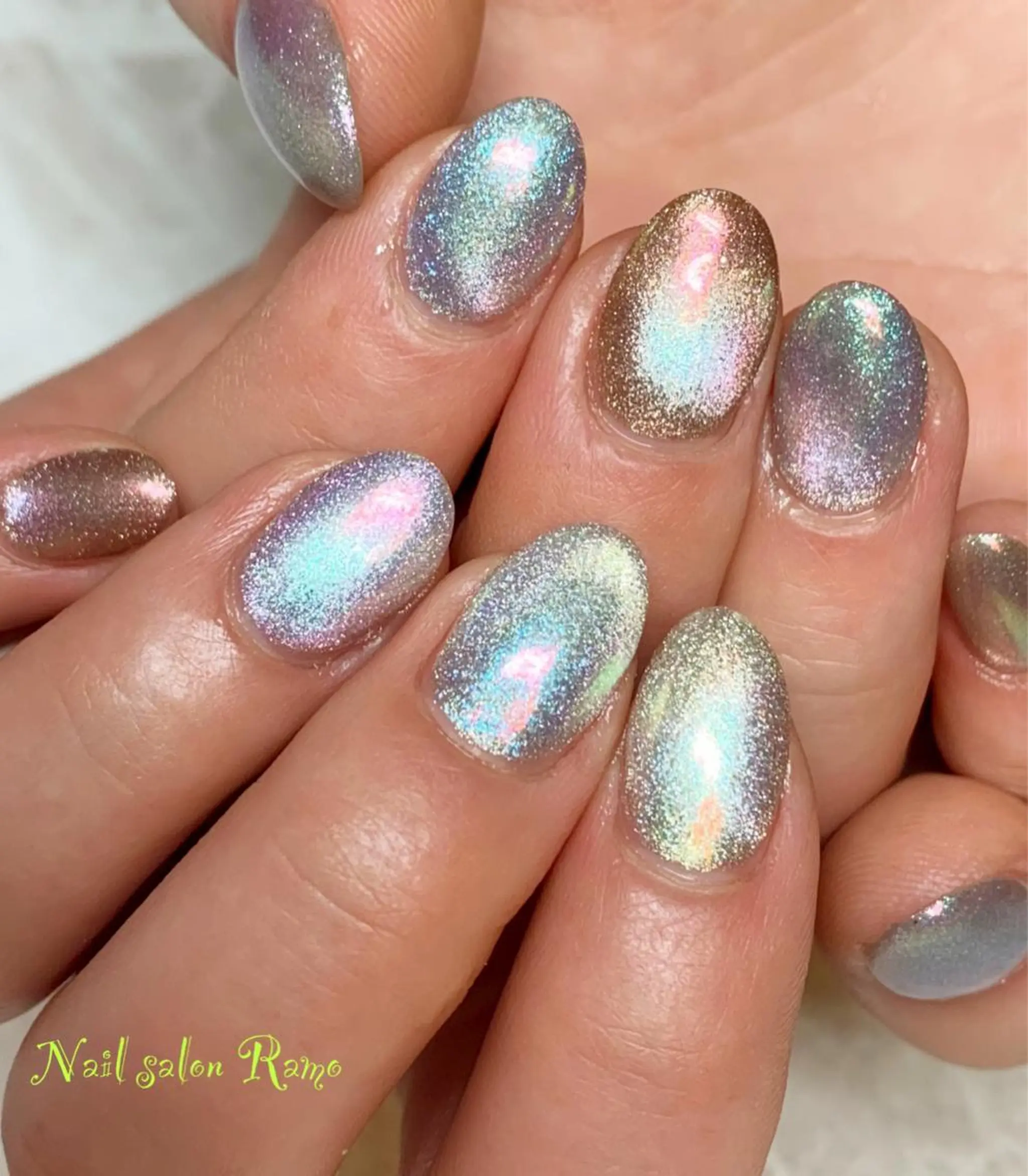 ネイル アートネイル ブルー ジェルネイル マグネットネイル パラジェル Nail salon Ramo所属・松田 祥子のネイルデザイン