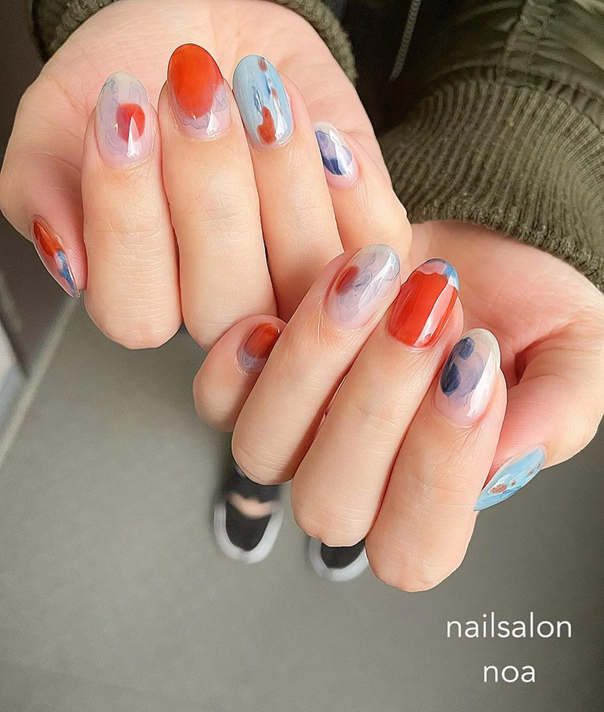ネイル アートネイル オーロラネイル カジュアル ジェルネイル 氷ネイル・うるうるネイル nailsalon noa所属・nailist sakiのネイルデザイン