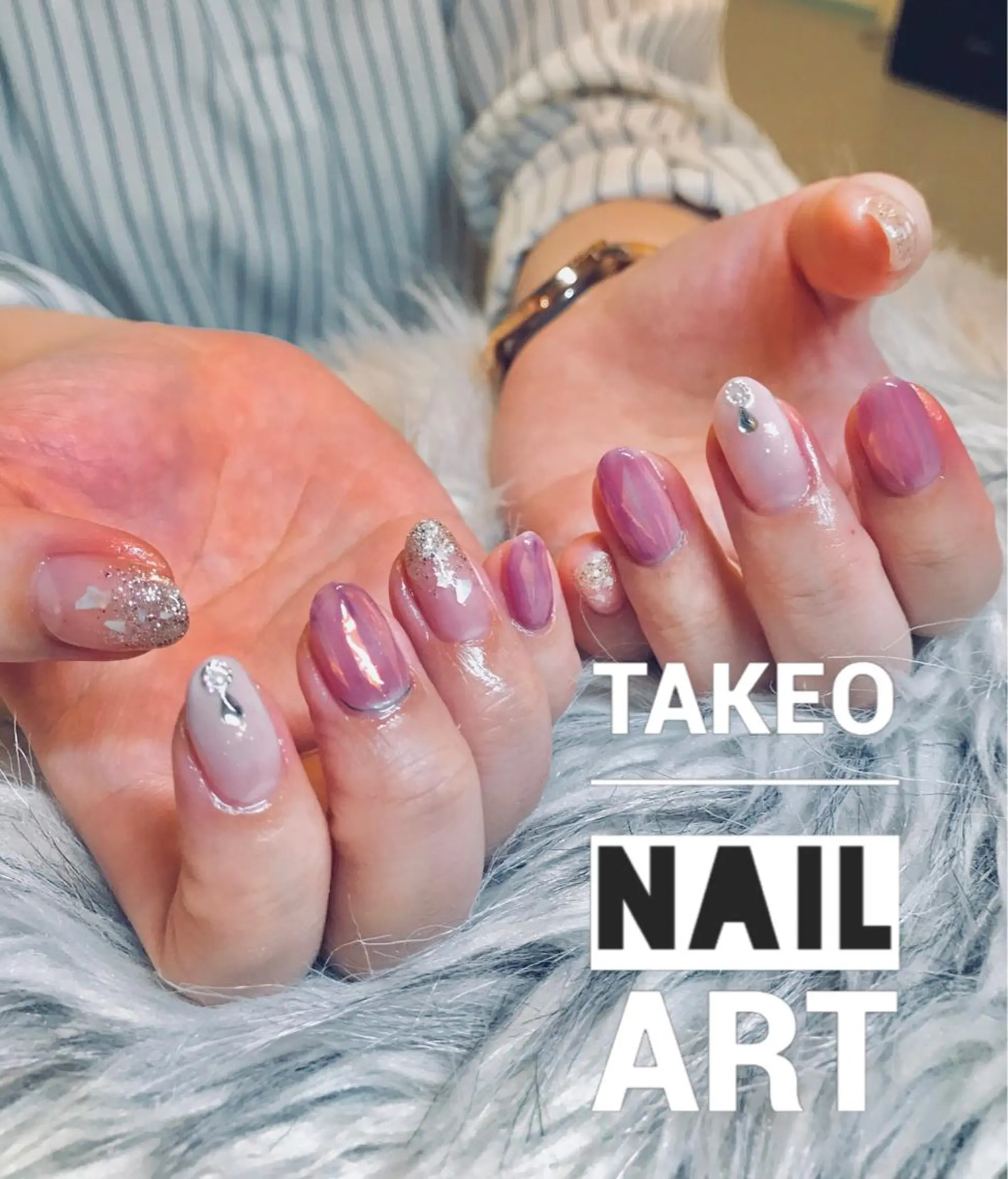 ミディアム ネイル ニュアンスネイル nail&eye Aoのマツエク・マツパデザイン