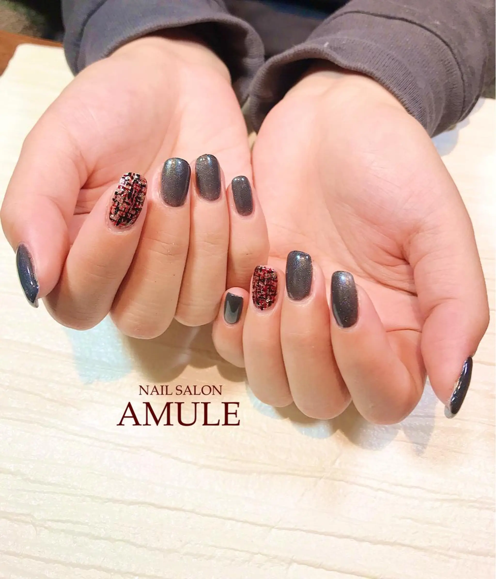 ネイル ワンカラーネイル ツイードネイル ハンドネイル NAILSALON AMULEのネイルデザイン