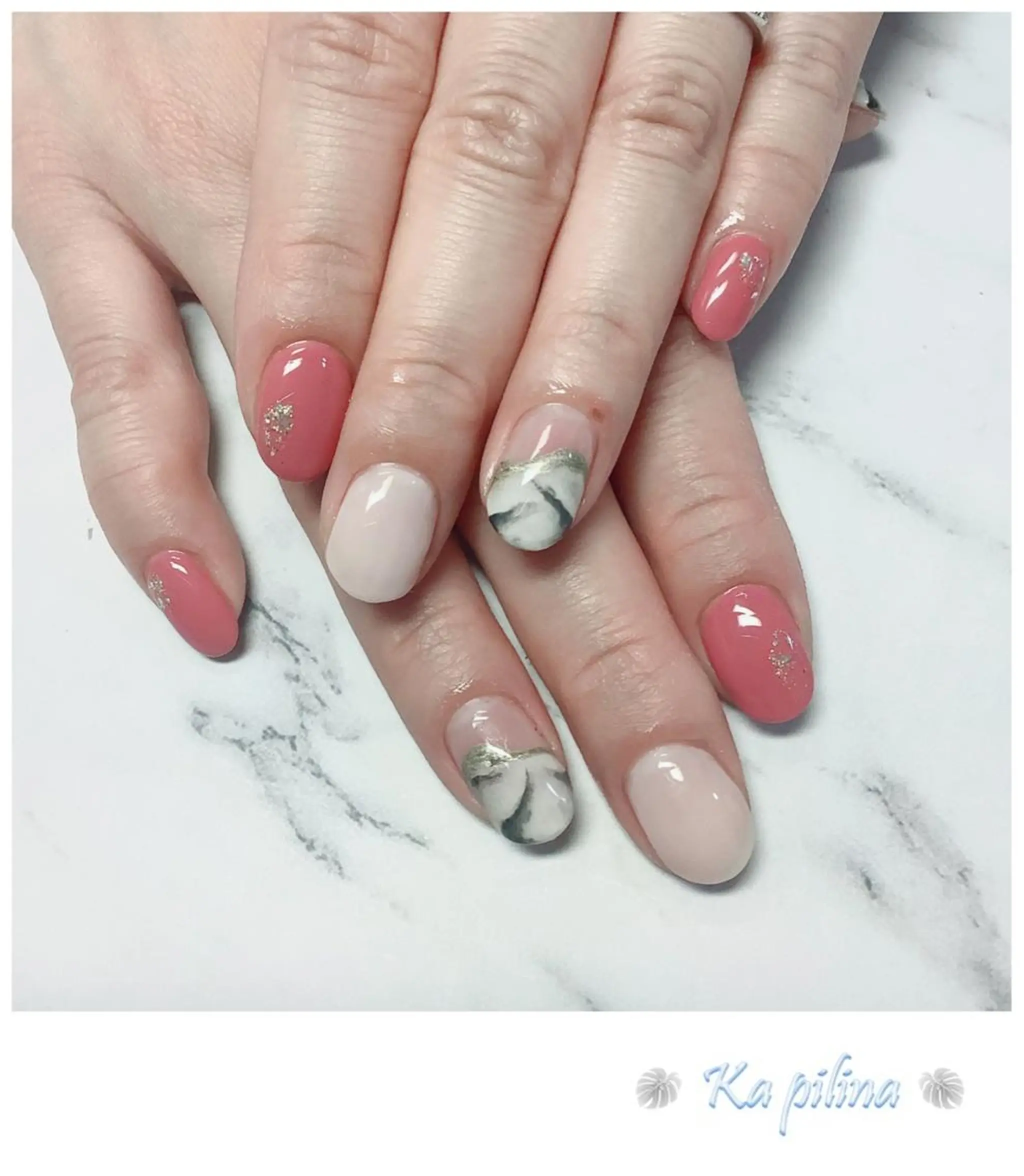 ネイル 大理石ネイル(マーブル) ニュアンスネイル ピンク Nail salon Ka pilinaのネイルデザイン