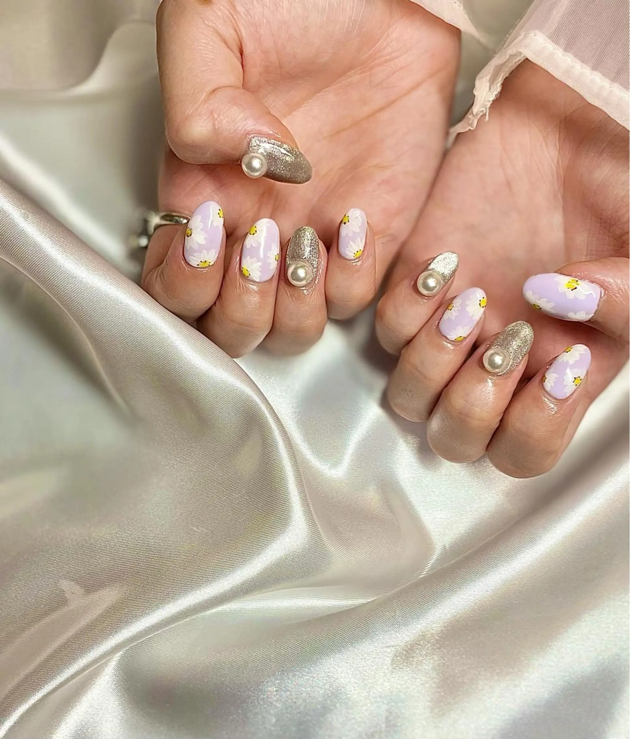 ミディアム カラー パーマ ヘアアレンジ メンズ キッズ ネイル マツエク・マツパ ラベンダーカラー nail&eye Aoのマツエク・マツパデザイン