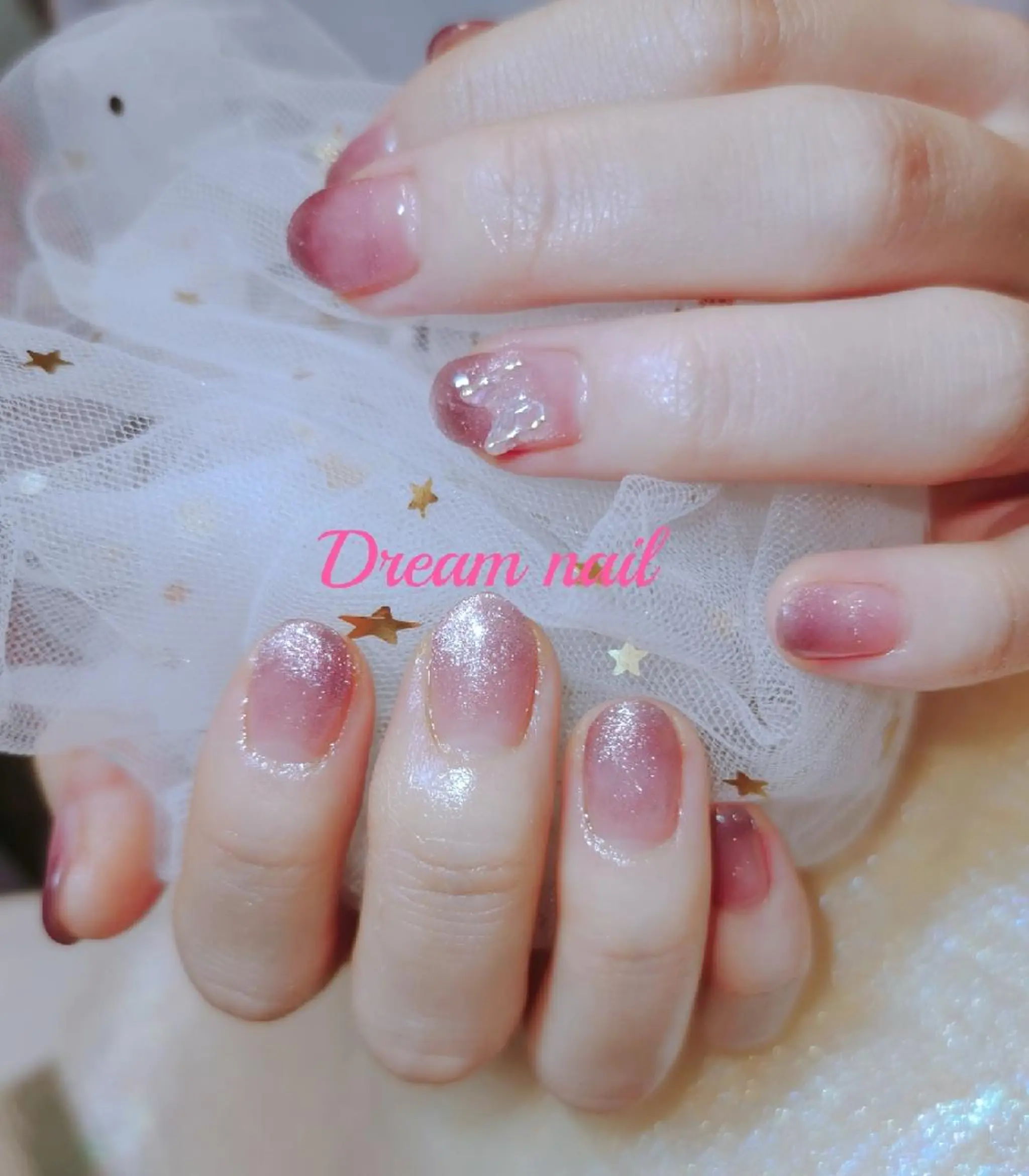 ネイル ショート マグネットネイル ハンドネイル ネイリストゆか💅 長さだし、深爪矯正のネイルデザイン