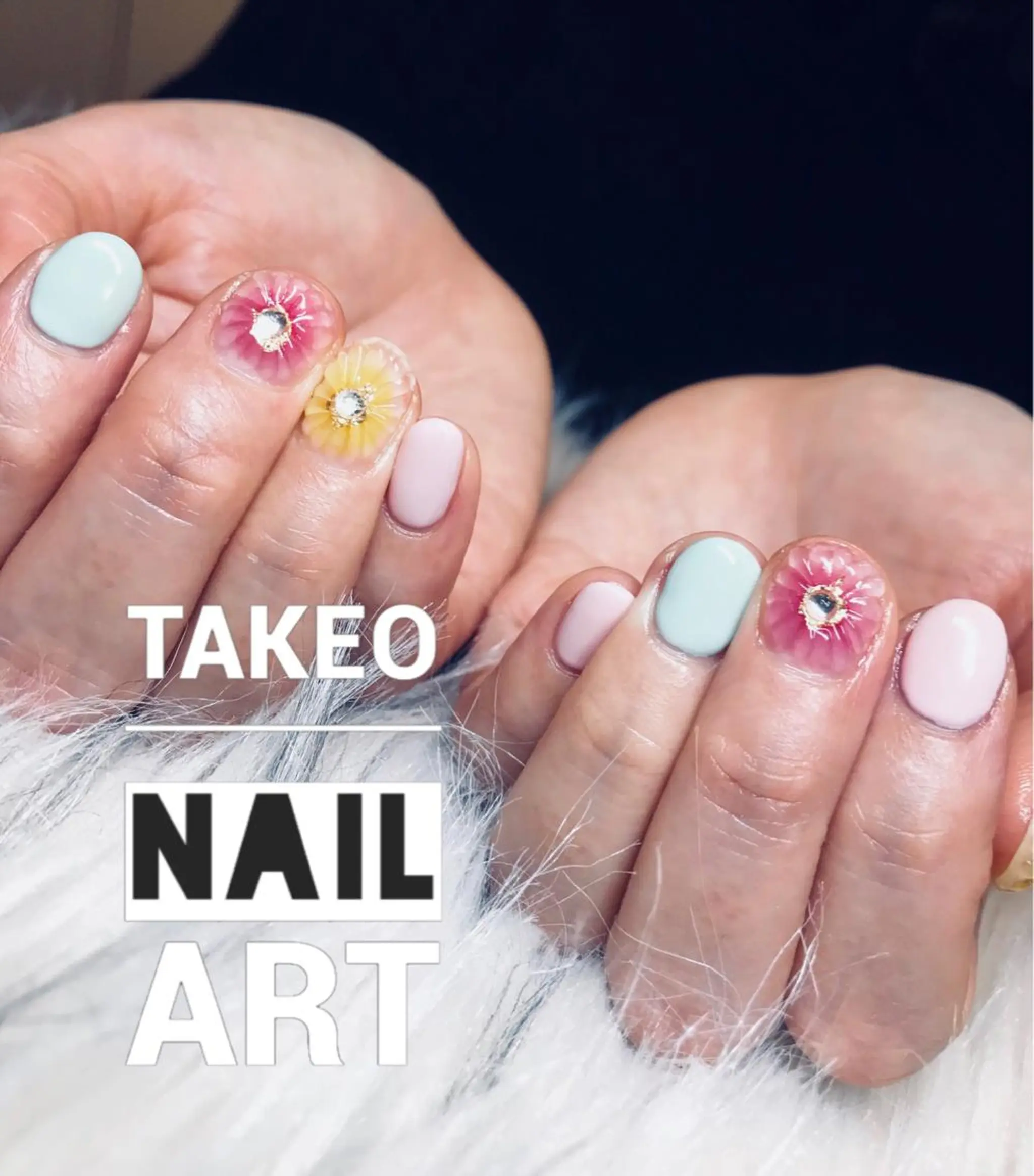 ショート ネイル フラワーネイル nail&eye Aoのマツエク・マツパデザイン