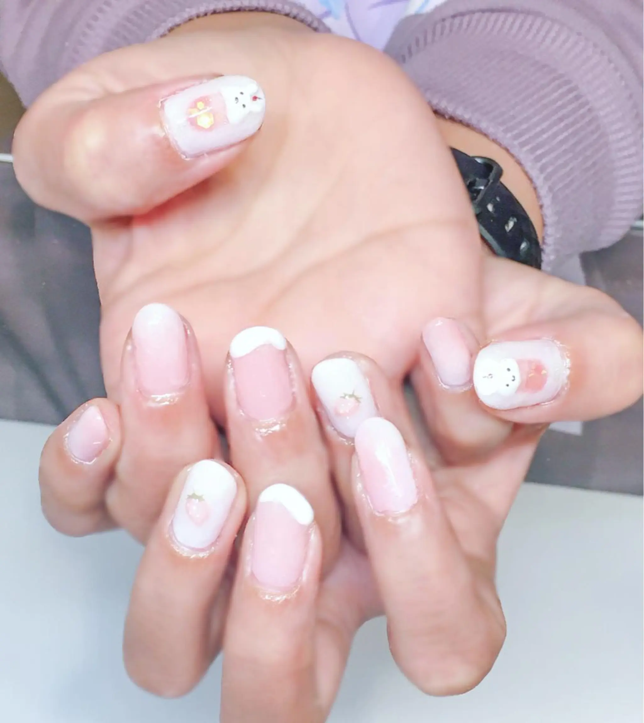 ネイル ジェルネイル ピンク 冬ネイル Nyanco Nailのネイルデザイン
