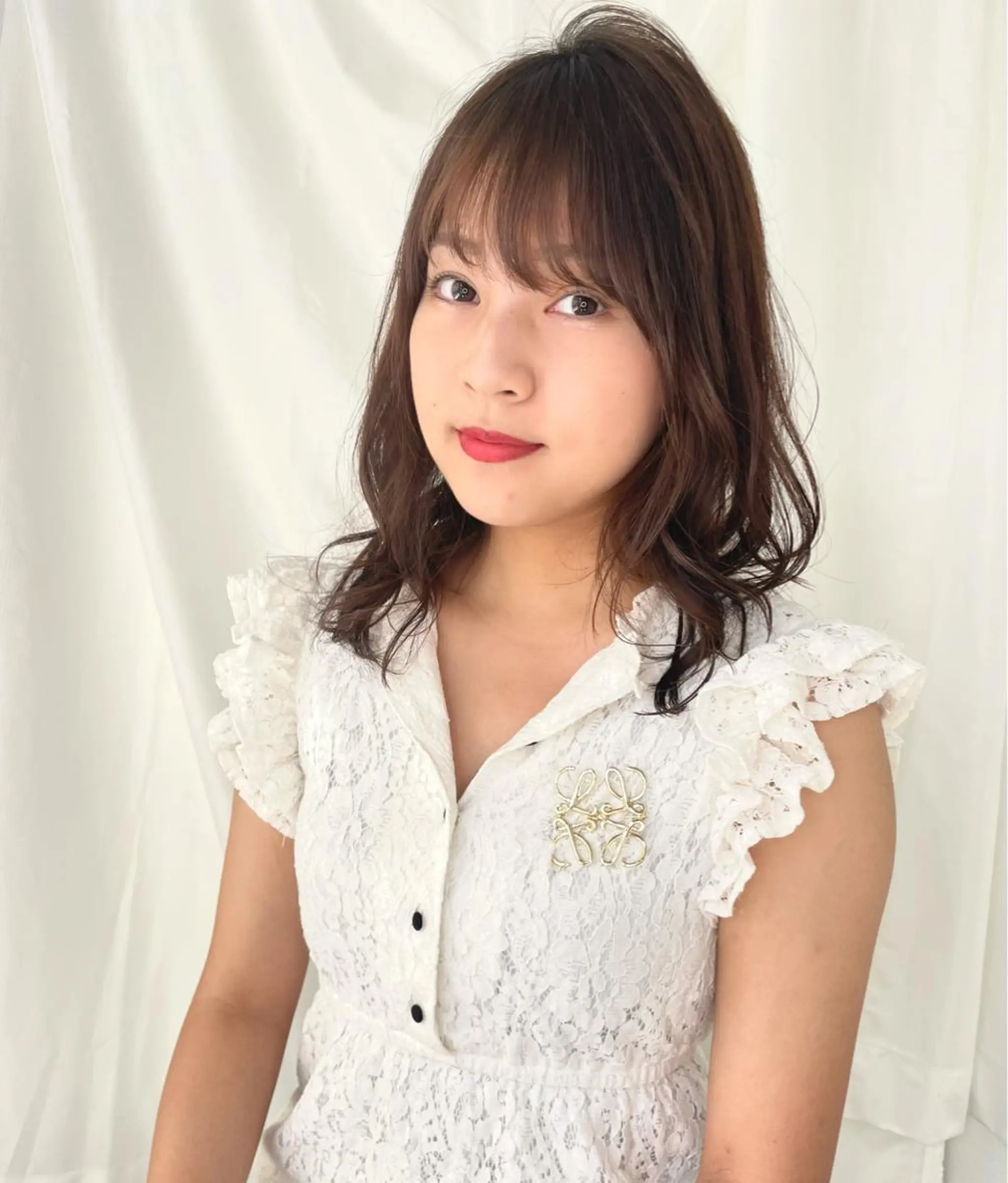 セミロング カラー 中村 玲のヘアスタイル