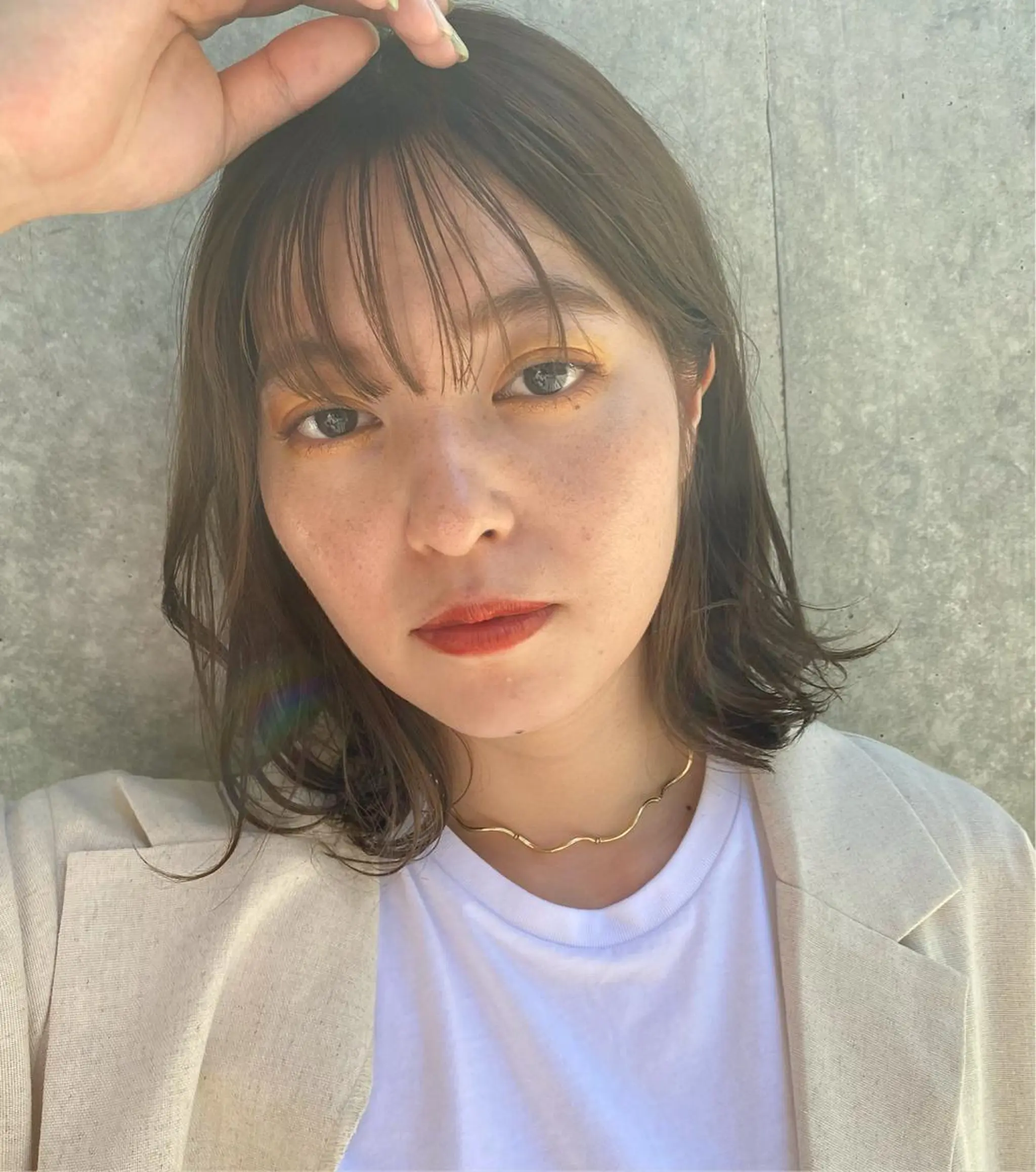 ミディアム カラー ベージュカラー イエローカラー カット 細めハイライト🩶 ボブ/レイヤーカットのヘアスタイル