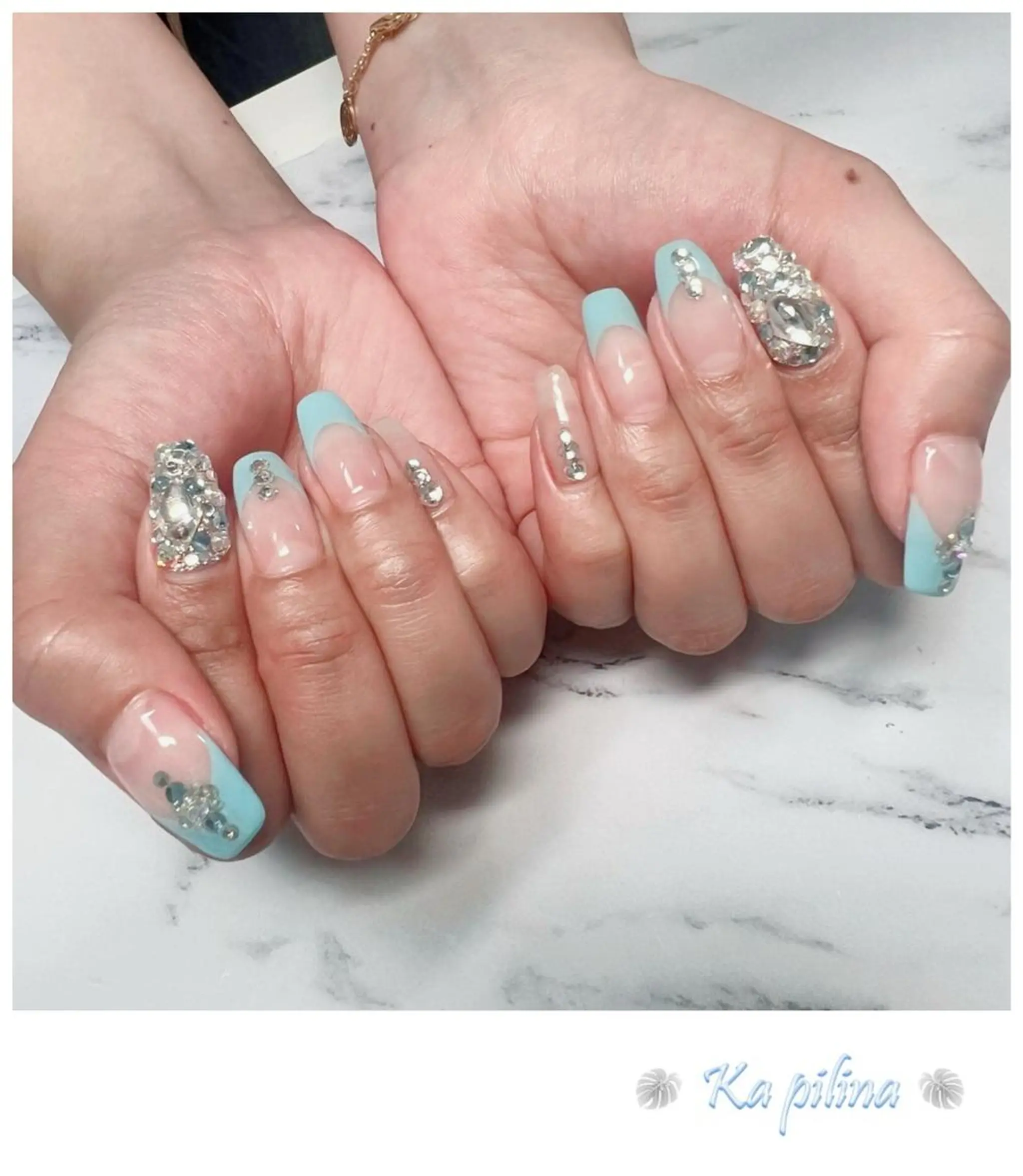 ネイル フレンチネイル キラキラネイル Nail salon Ka pilinaのネイルデザイン