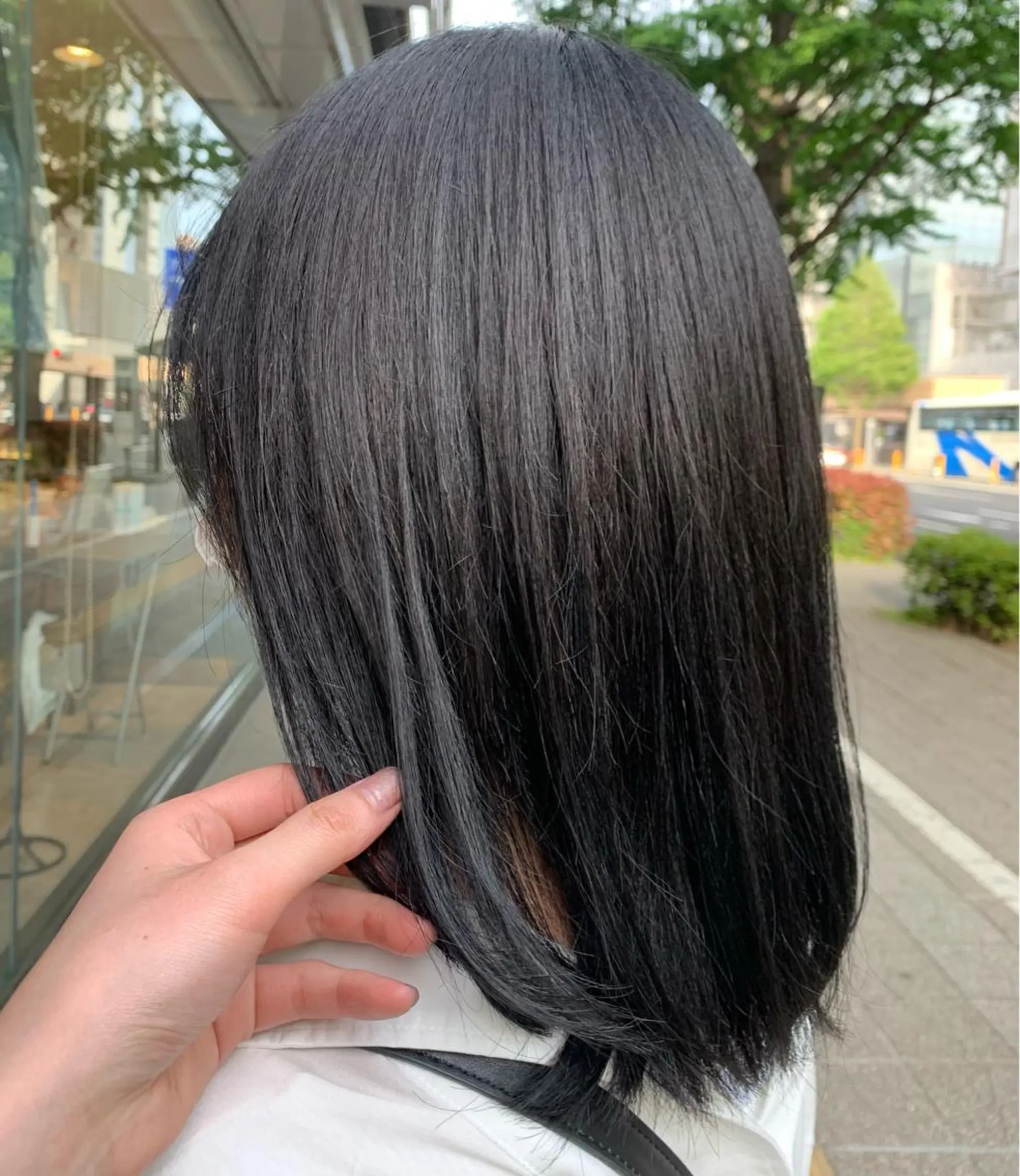 カラー 黒髪 ブルーカラー ブルーブラック Rina🪄 韓国風レイヤーcutのヘアスタイル