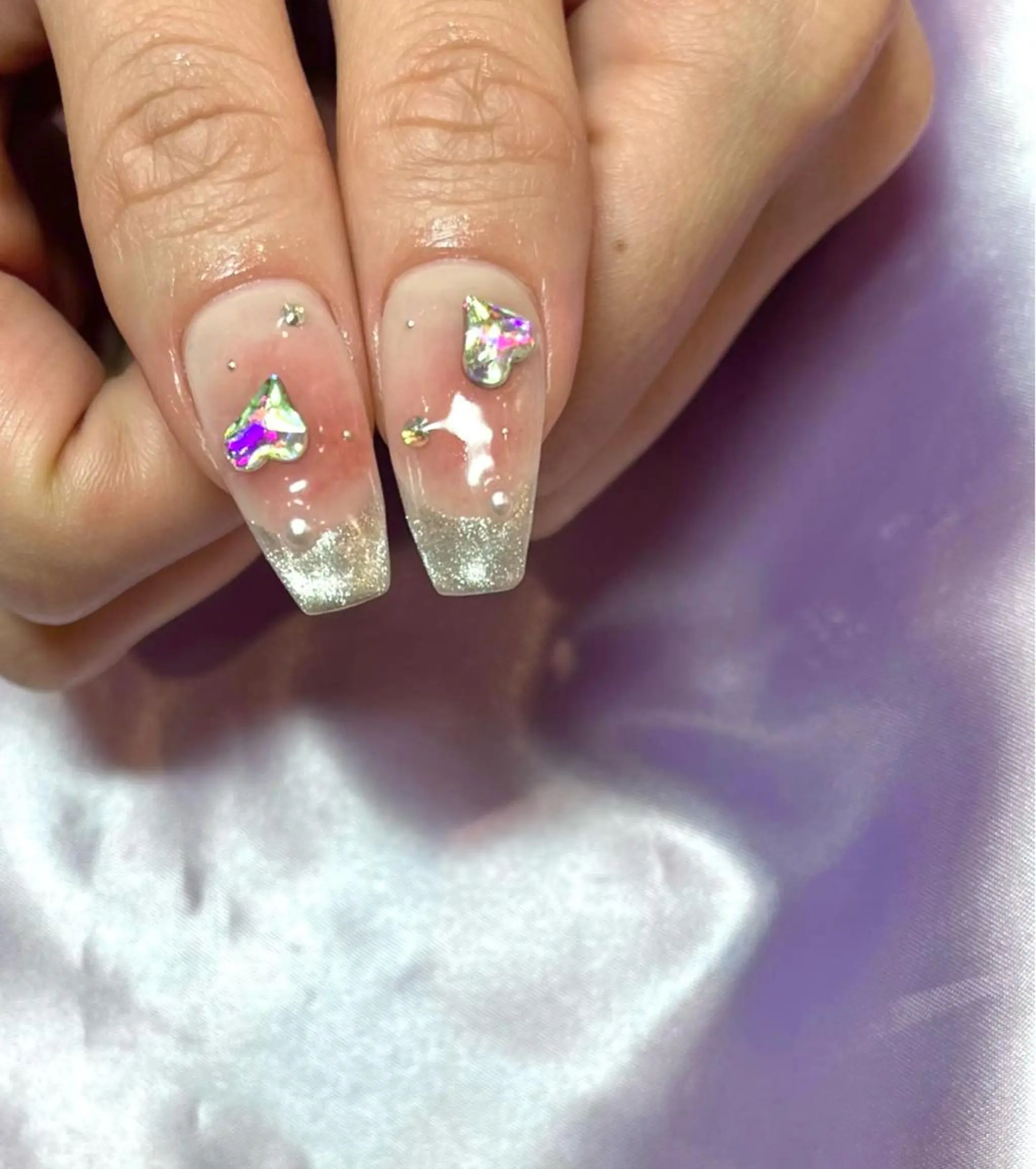 ネイル オーロラネイル チークネイル フレンチネイル ハート キラキラネイル ハンドネイル フットネイル para ☀︎ sol by BECK所属・Para Sol nail　Maoのネイルデザイン