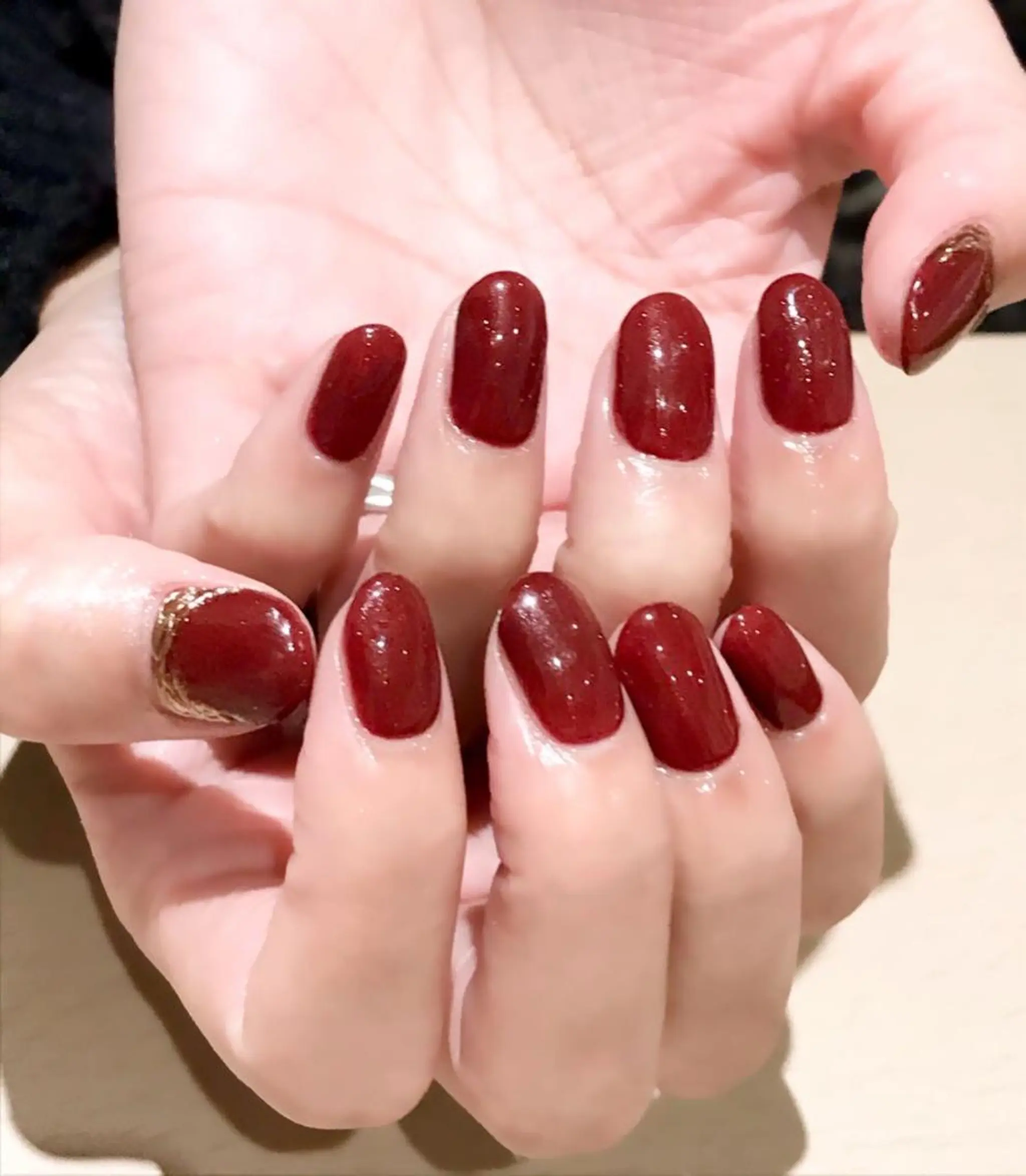 ネイル ボルドー ジェルネイル ワンカラーネイル 春ネイル Nyanco Nailのネイルデザイン