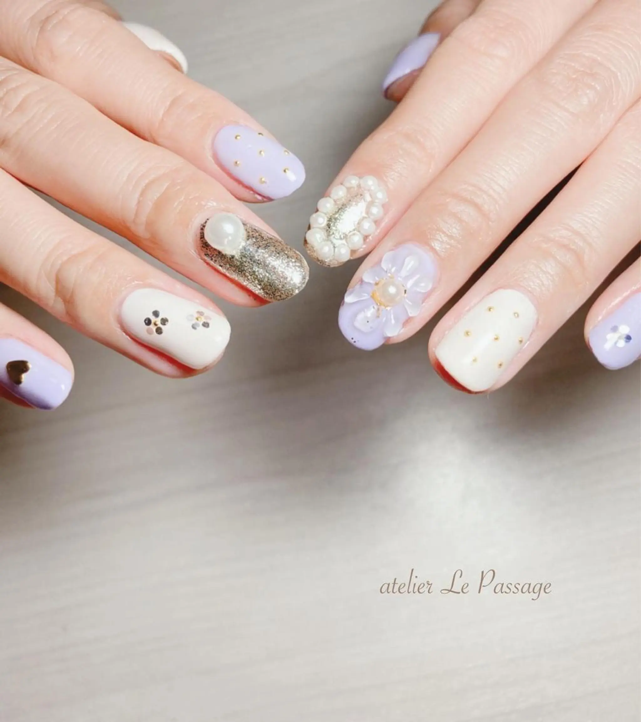 ネイル フラワーネイル ジェルネイル ニュアンスネイル パラジェル 春ネイル Atelier Le Passage所属・h nakatsukaのネイルデザイン