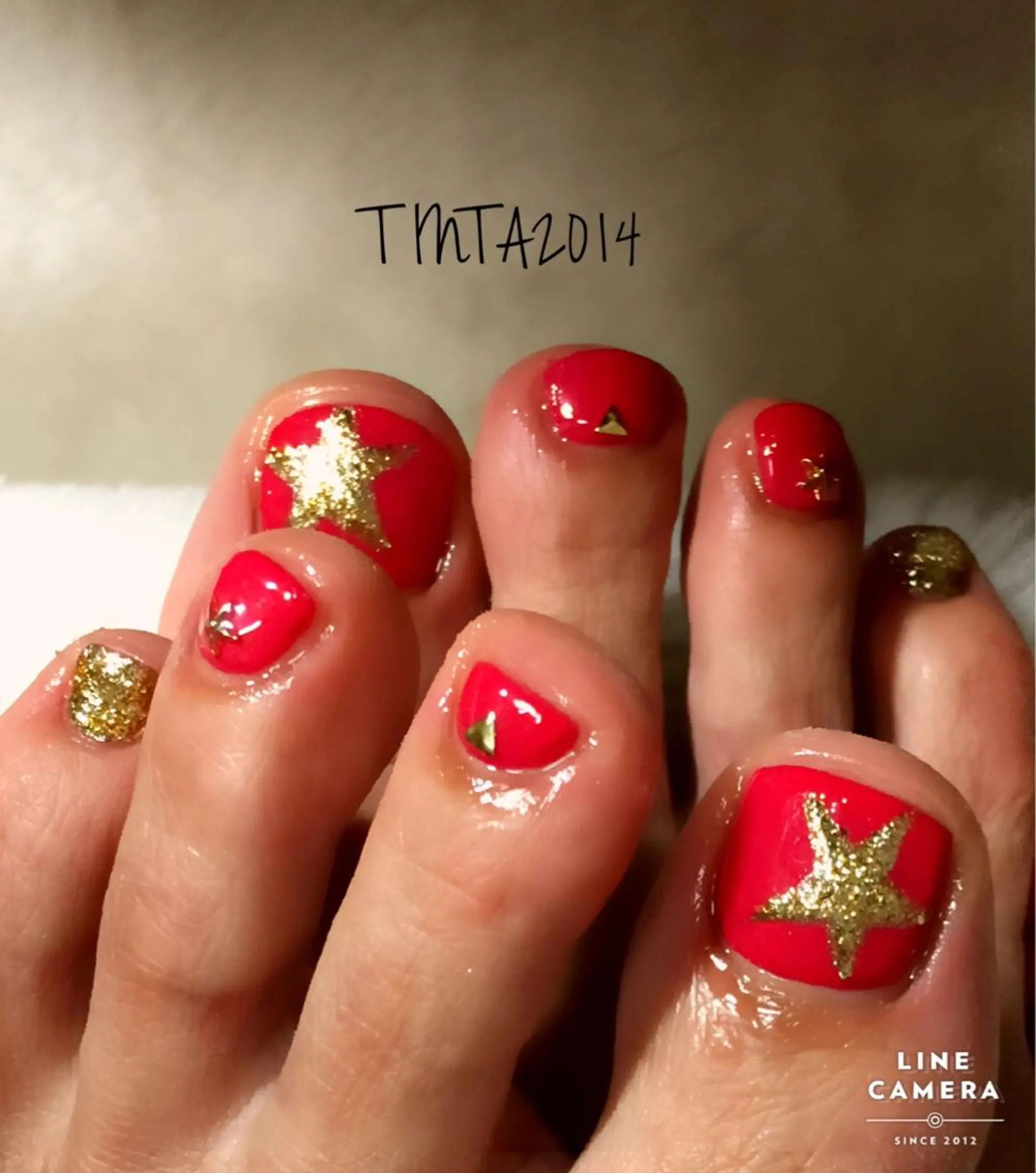 ネイル フットネイル 赤色 ネイルサロン ティンタ所属・馬場 典子のネイルデザイン