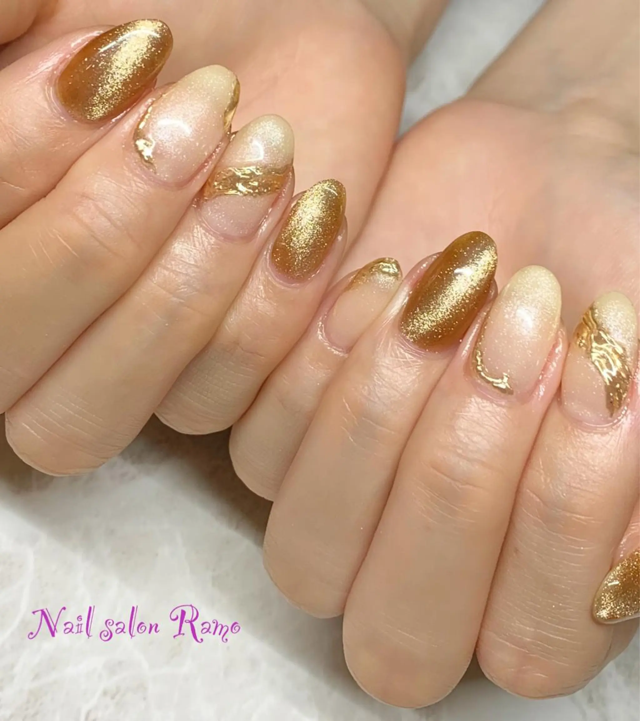 ネイル アートネイル ブルー ジェルネイル マグネットネイル ミラーネイル Nail salon Ramo所属・松田 祥子のネイルデザイン
