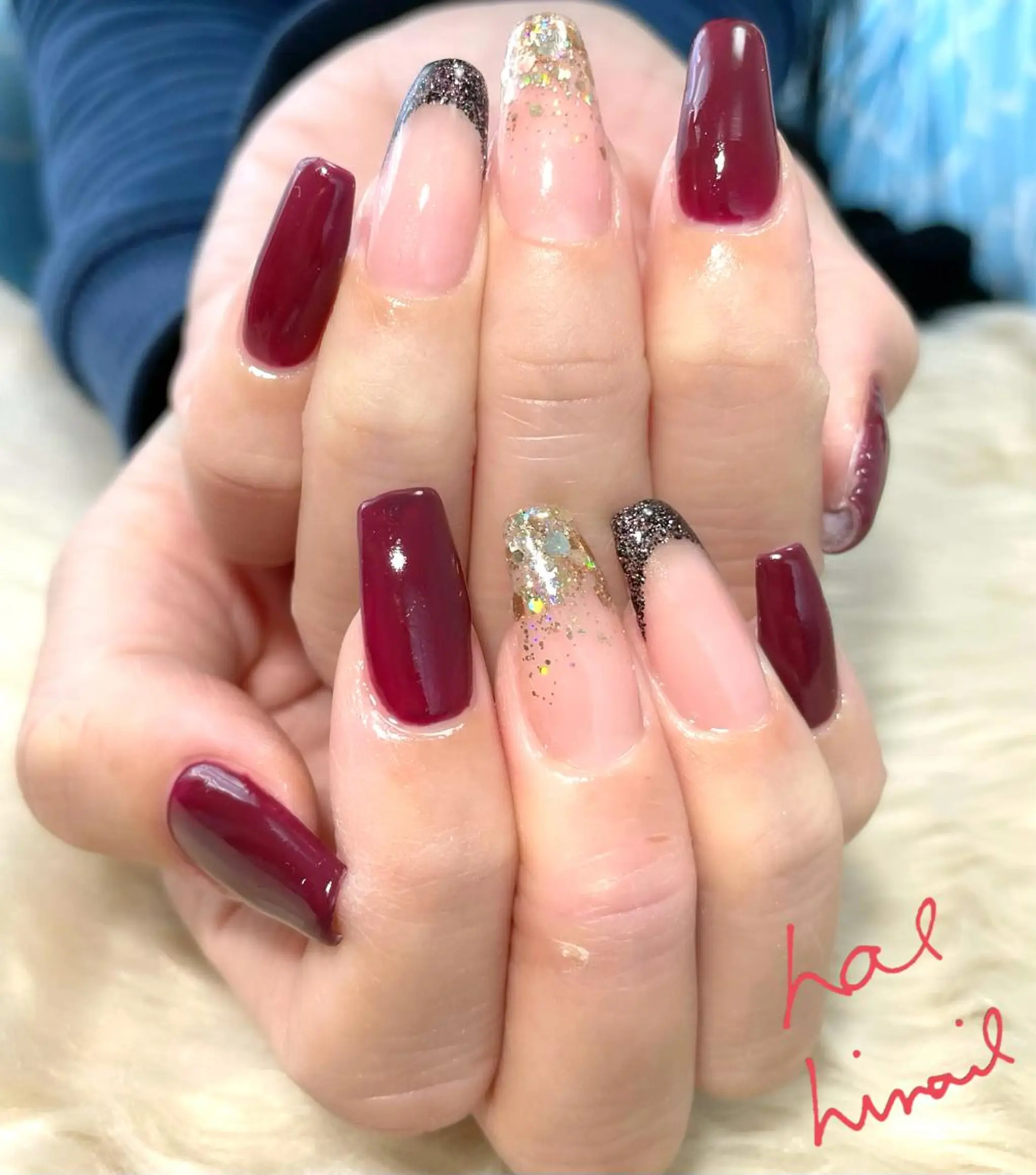 ネイル フレンチネイル ラメ(グリッター) ラメグラデーション はるひな ねいるのネイルデザイン