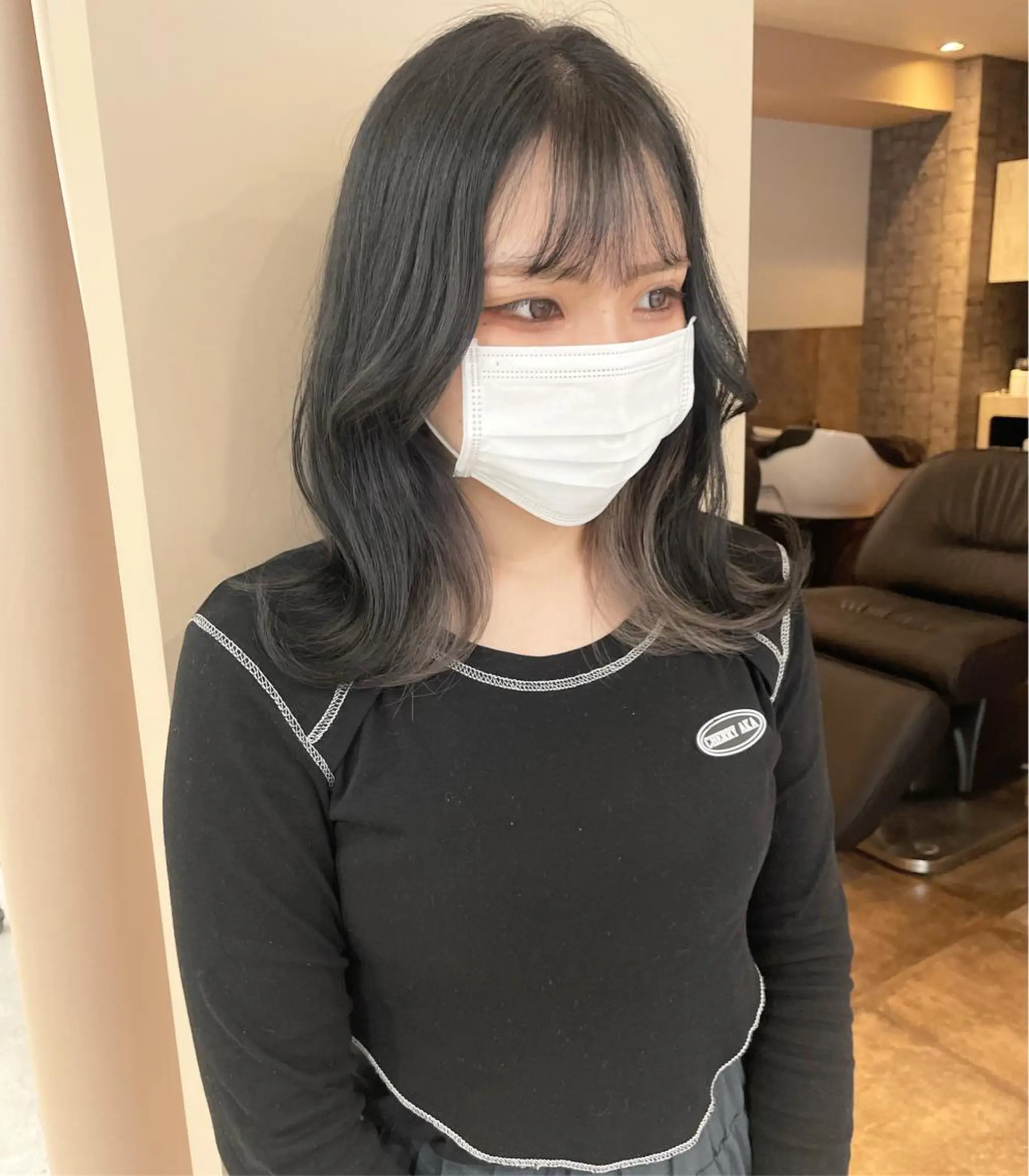 ミディアム rina／ベージュ ワンホン/韓国ヘアのヘアスタイル