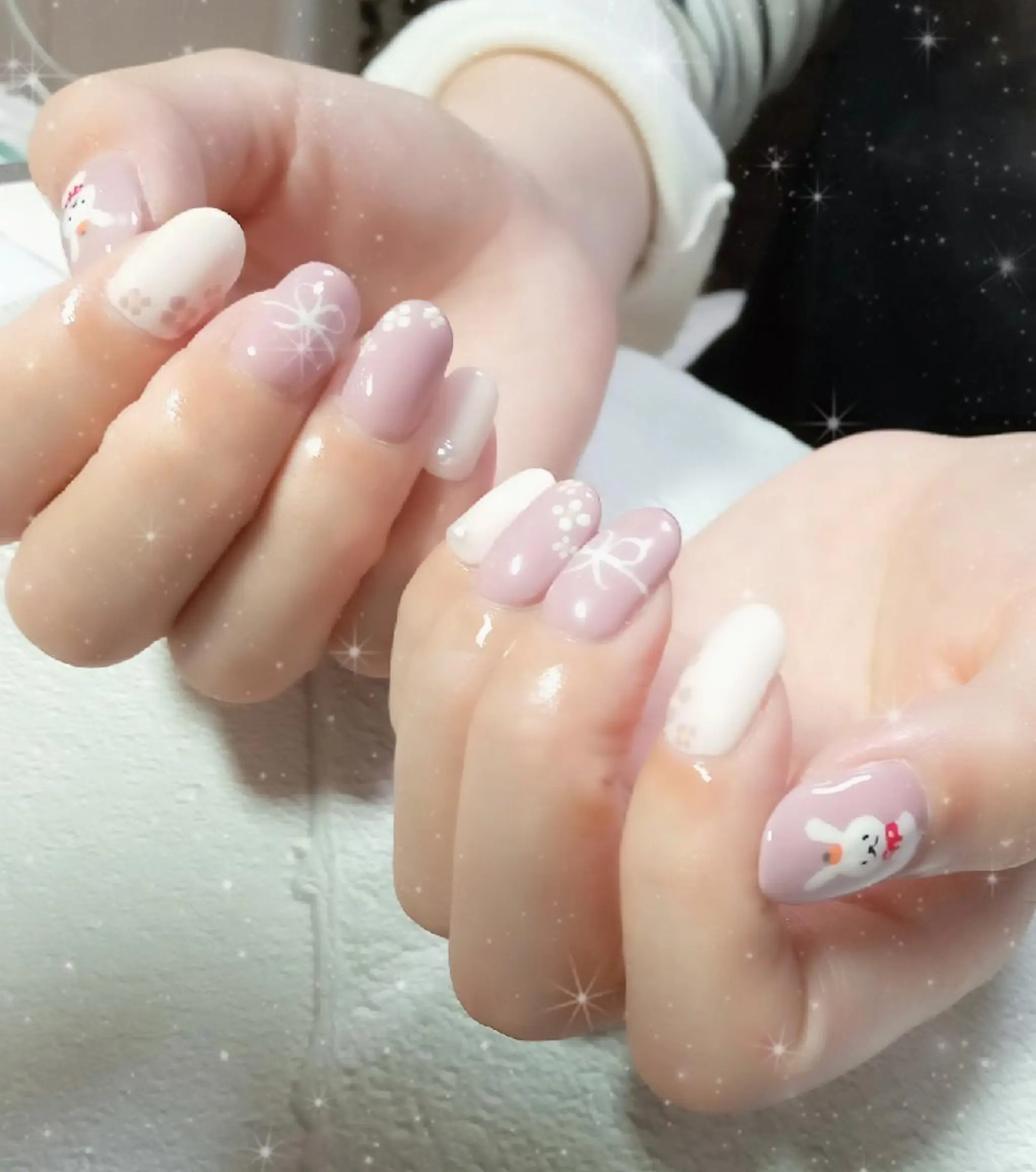 ネイル 成人式 フラワーネイル ビー玉ネイル リボン シンプルネイル ハンドネイル flure de neige yukiのネイルデザイン