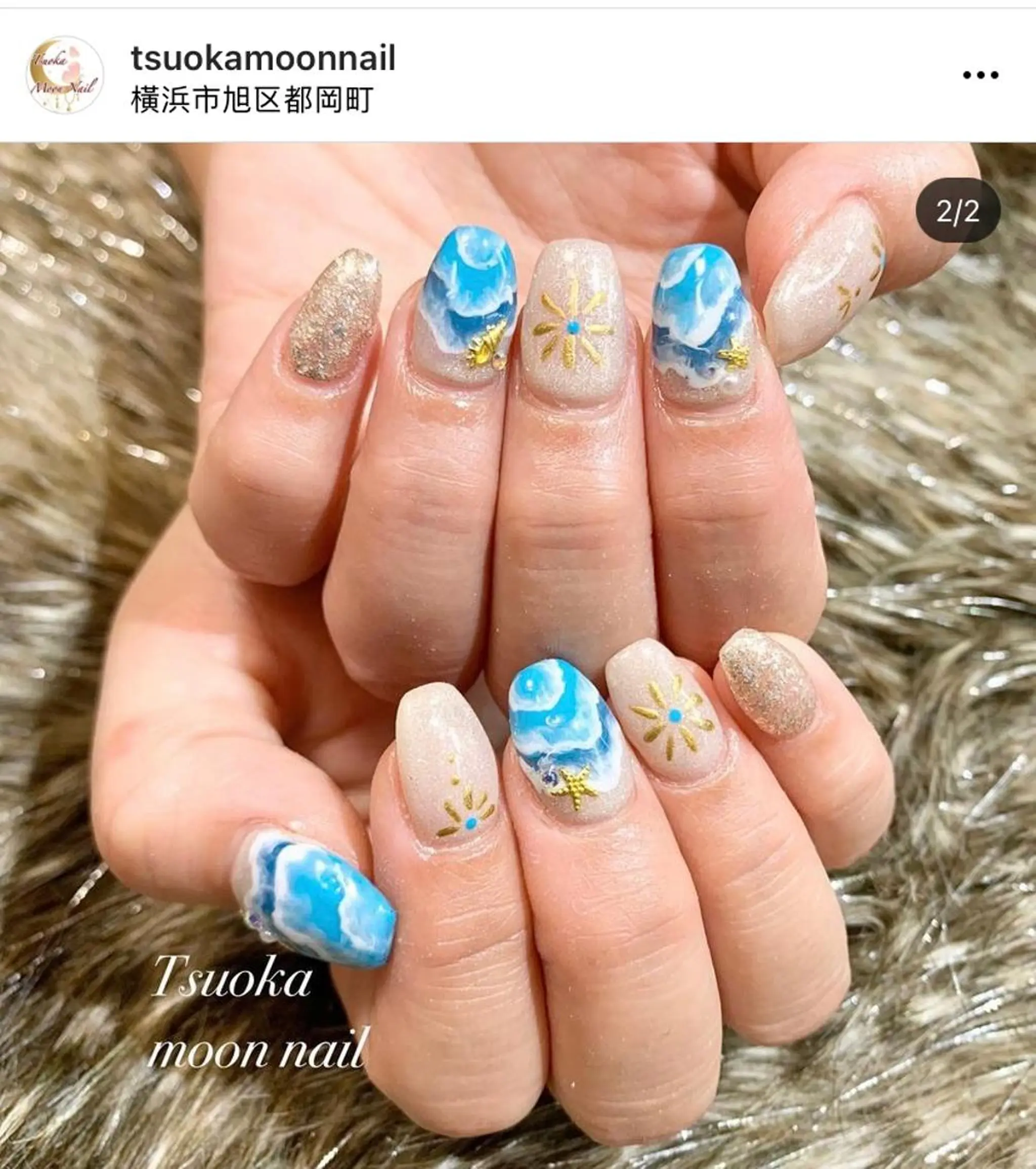 ネイル ハンドネイル ハンドケア 🌙都岡 ムーンネイルのネイルデザイン