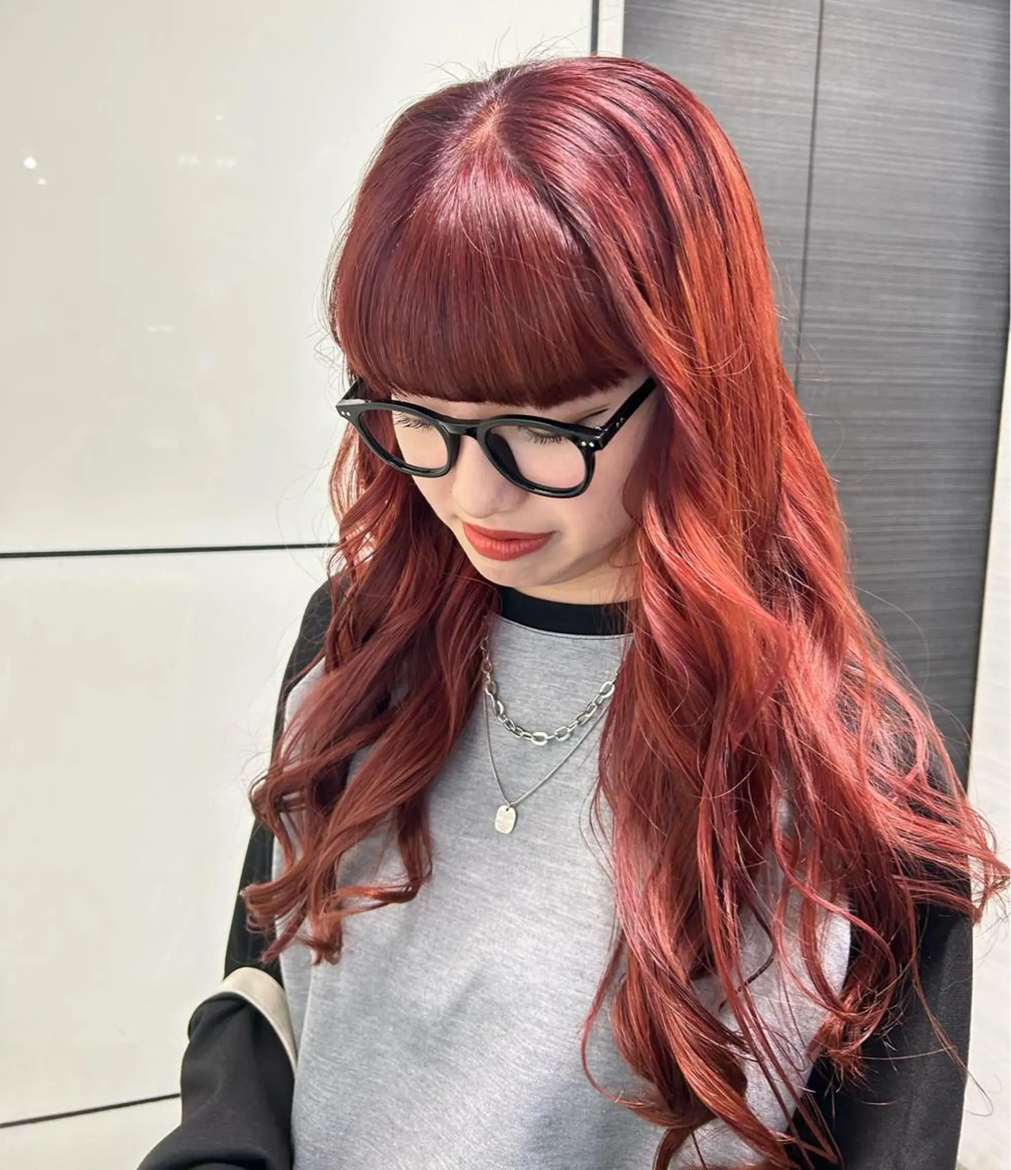 ロング カラー ブラウンカラー ハイトーンカラー レッドカラー レッドブラウン 学生 🦋sana🦋 似合わせカット✁のヘアスタイル