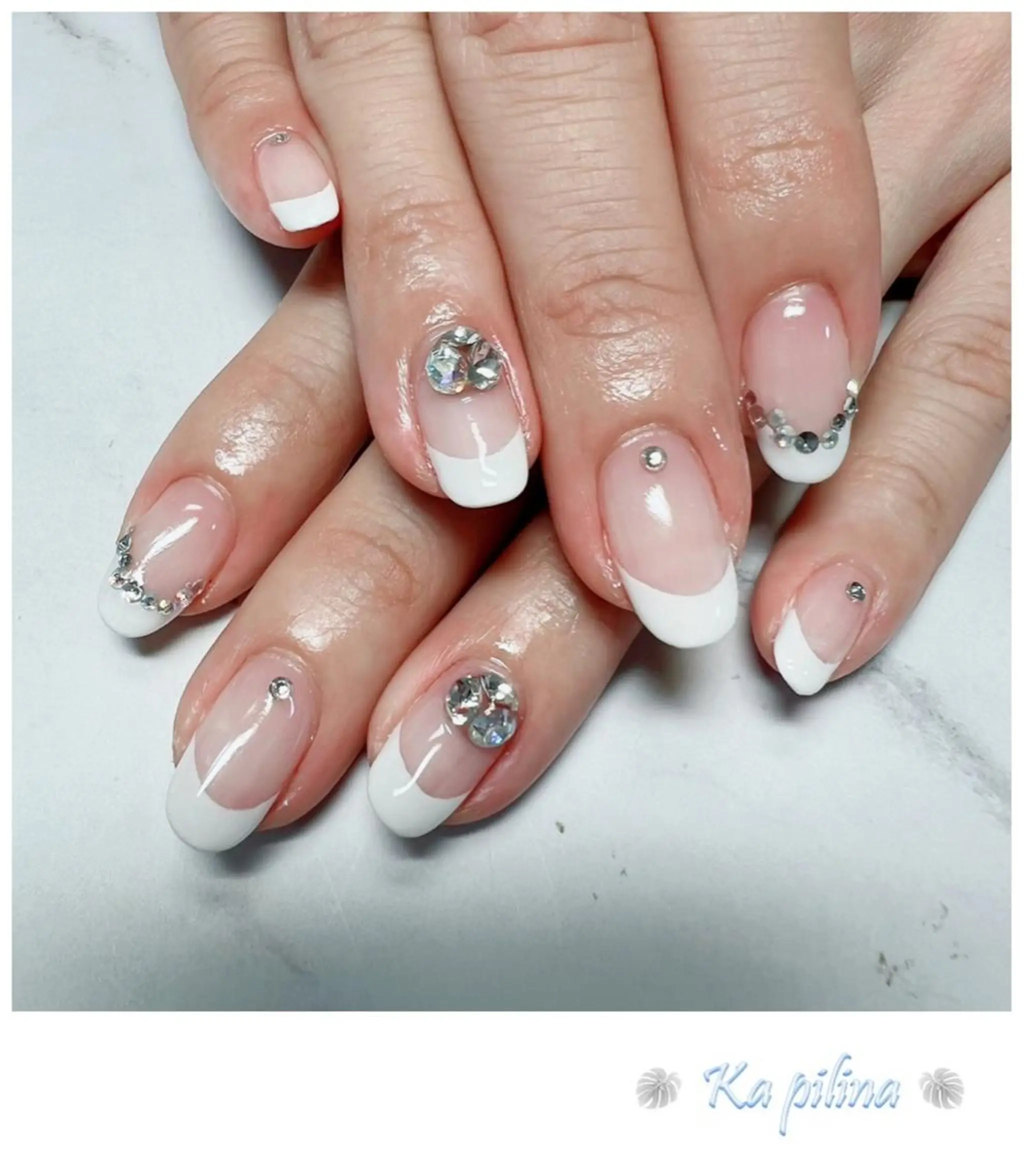ネイル フレンチネイル キラキラネイル Nail salon Ka pilinaのネイルデザイン