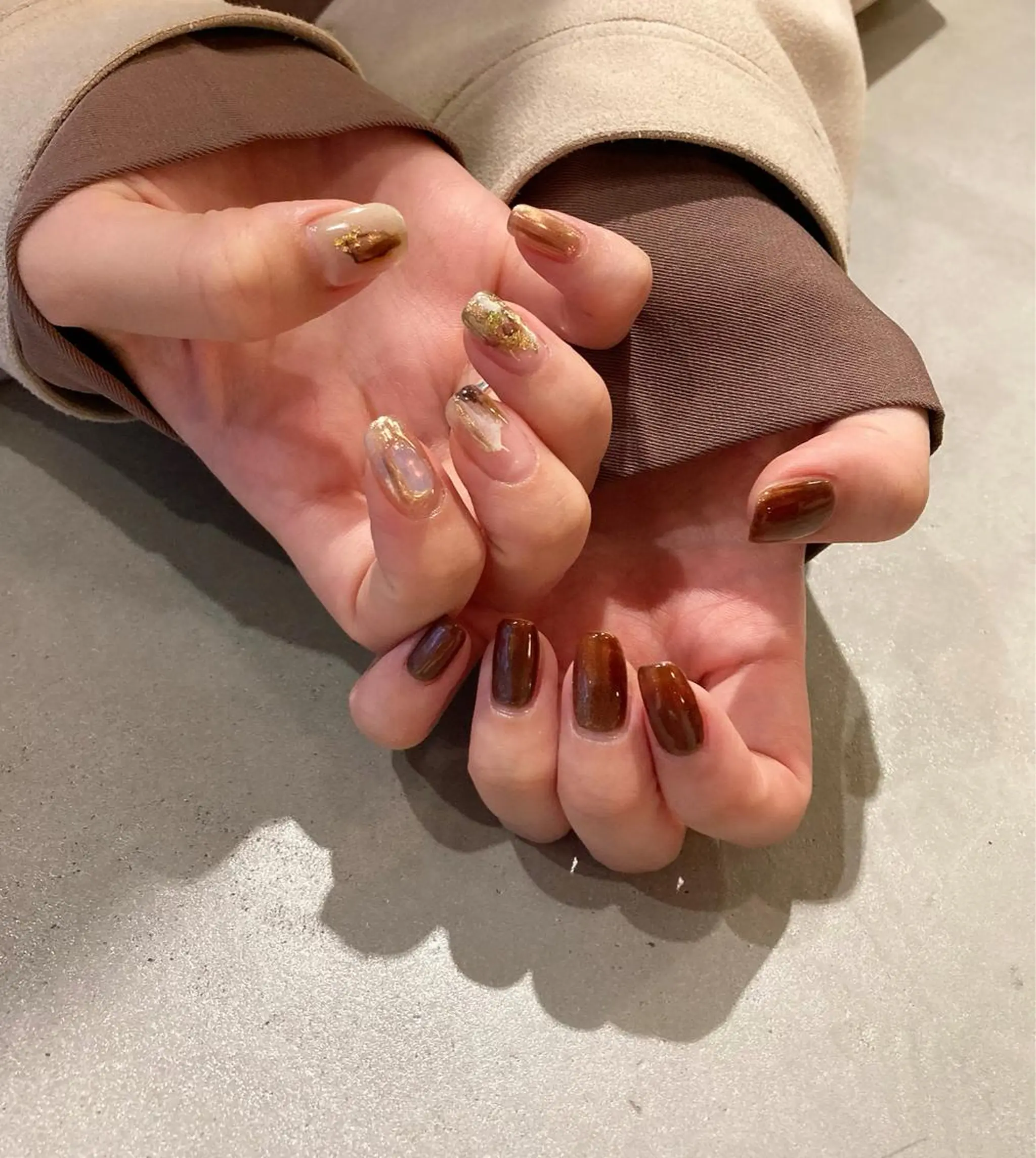 ネイル アートネイル 長さ出し ジェルネイル マットネイル ミラーネイル ハンドネイル nail salon Soeurのネイルデザイン