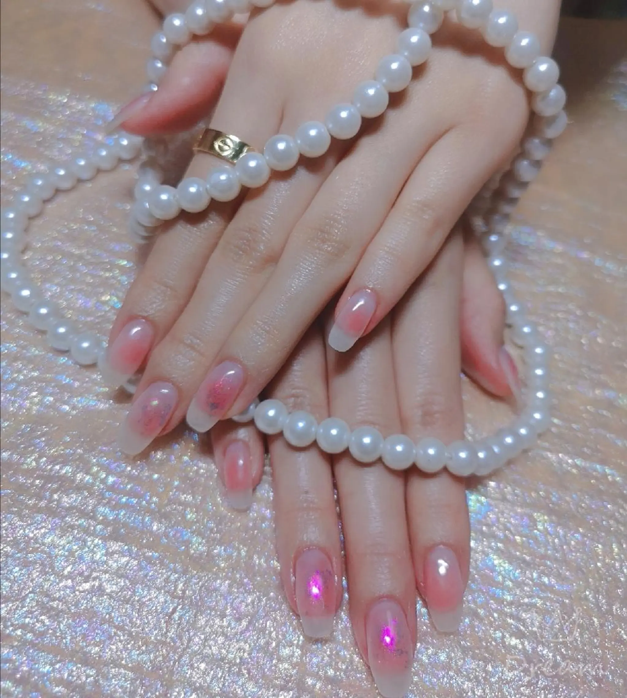 ネイル チークネイル ハンドネイル ネイリストゆか💅 長さだし、深爪矯正のネイルデザイン