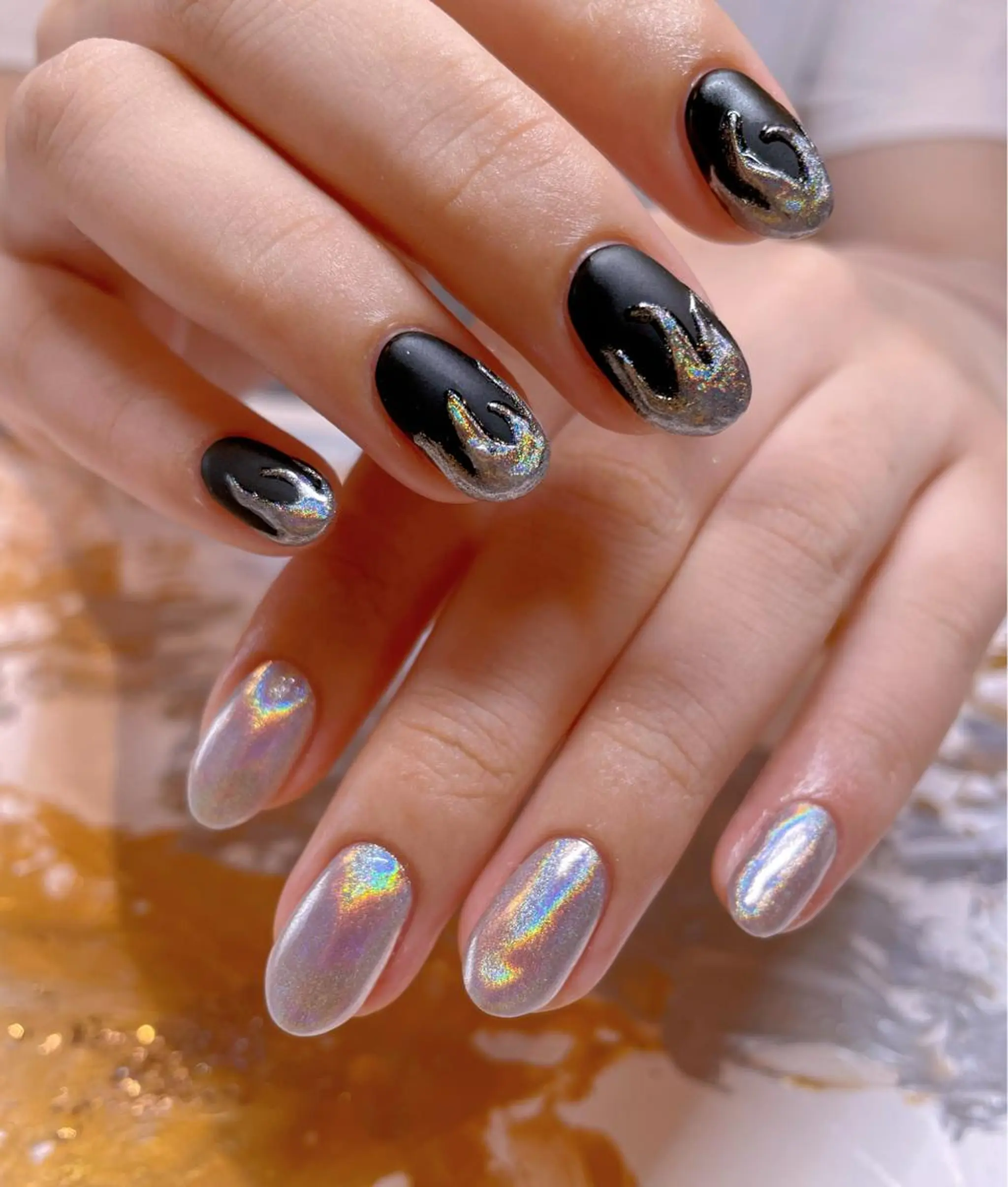 ネイル シルバー ハンドネイル ネイリスト ❄️ユキ❄️のネイルデザイン