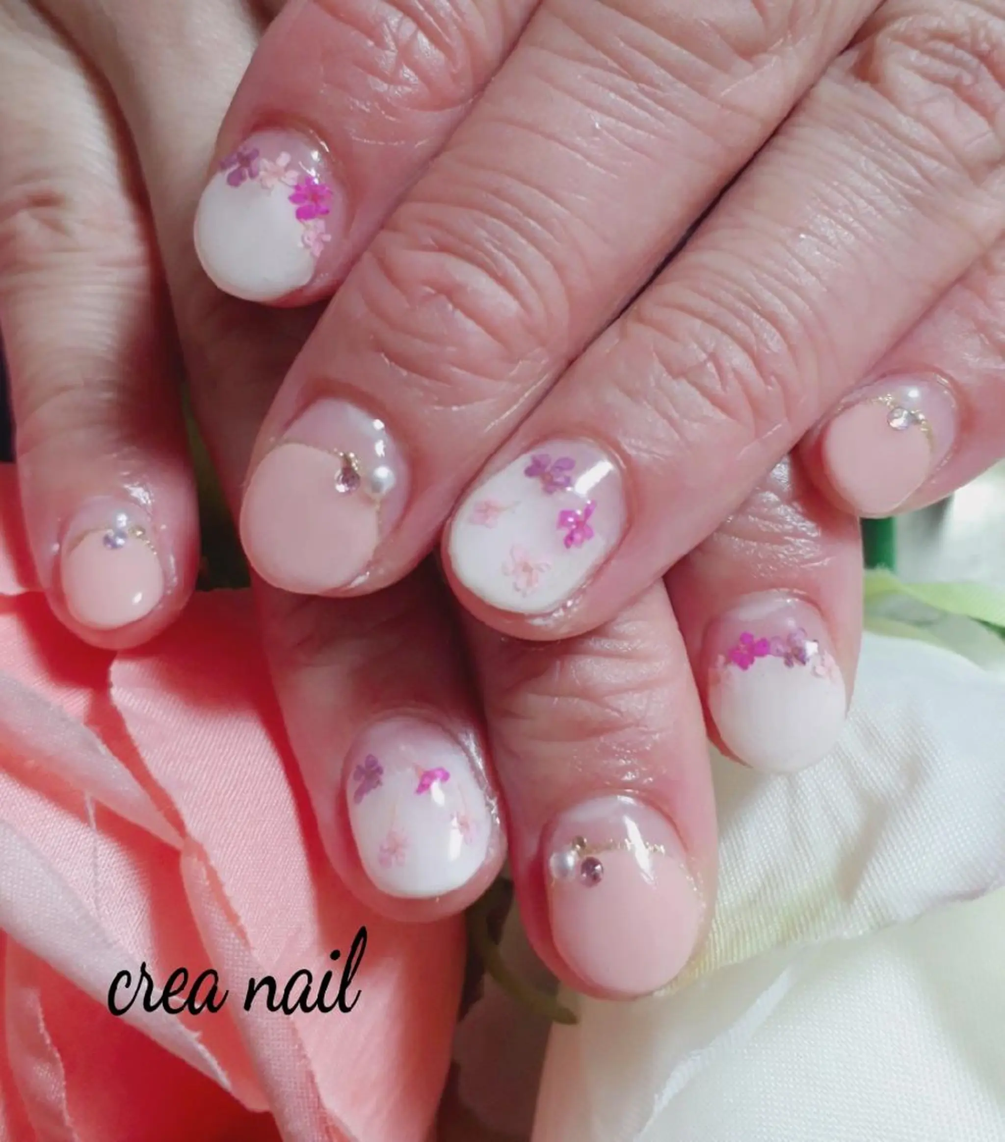 ネイル ピンク 春ネイル privateサロン creaのネイルデザイン