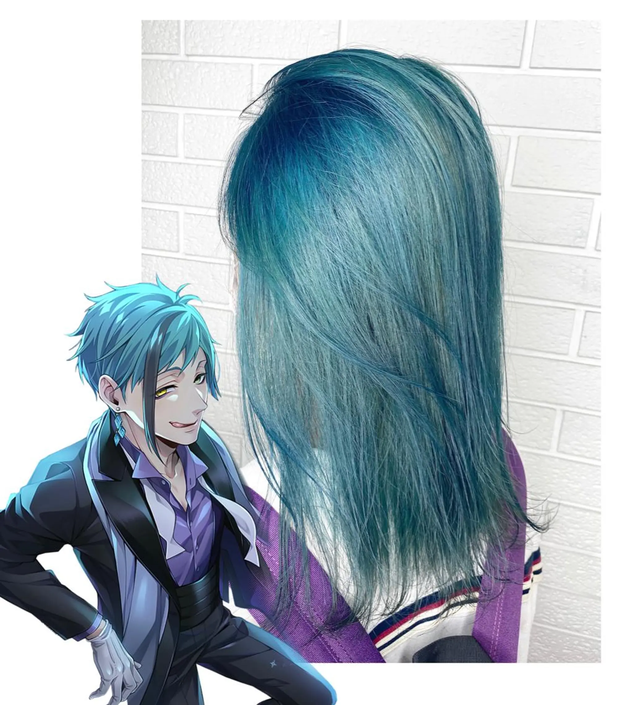 ミディアム カラー ブリーチ ブルーカラー ヘアカラー GARU-ガル-所属・TSUNO🦖 派手髪/オタク美容師のヘアスタイル