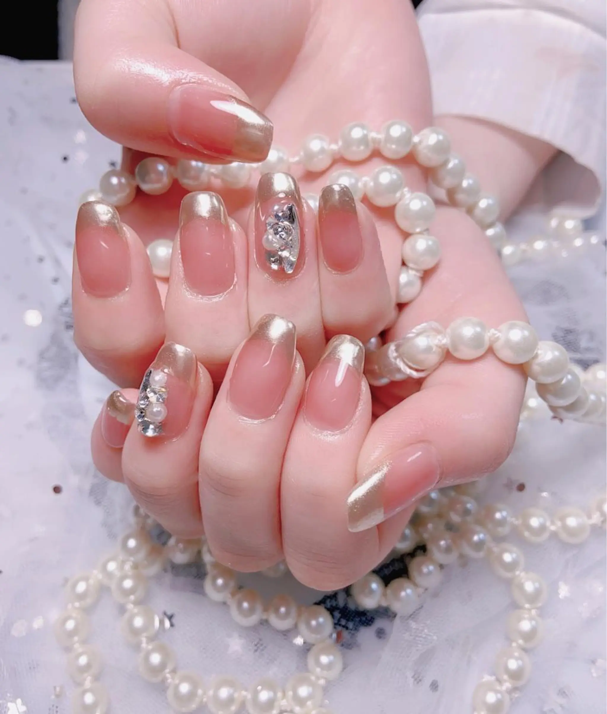 ネイル オーロラネイル チークネイル 長さ出し フレンチネイル ジェルネイル MUSES  NAIL  SALON所属・MUSES ネイルのネイルデザイン