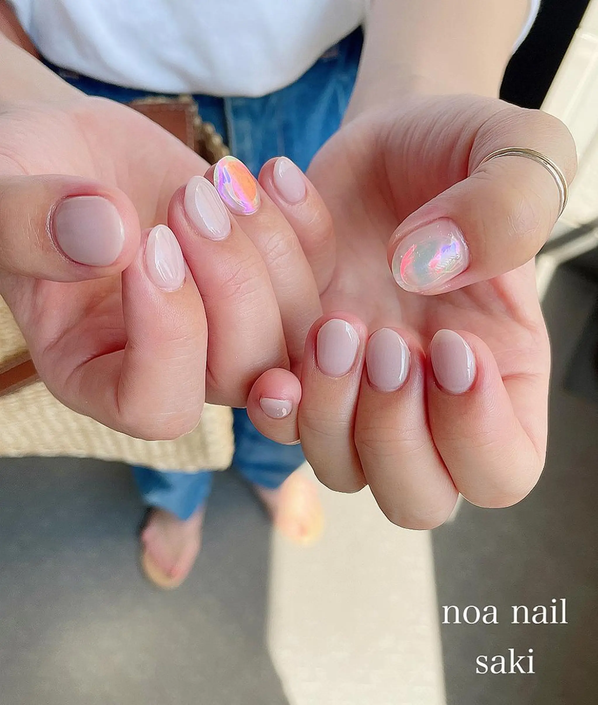 ネイル アートネイル オーロラネイル ジェルネイル 氷ネイル・うるうるネイル ミラーネイル nailsalon noa所属・nailist sakiのネイルデザイン