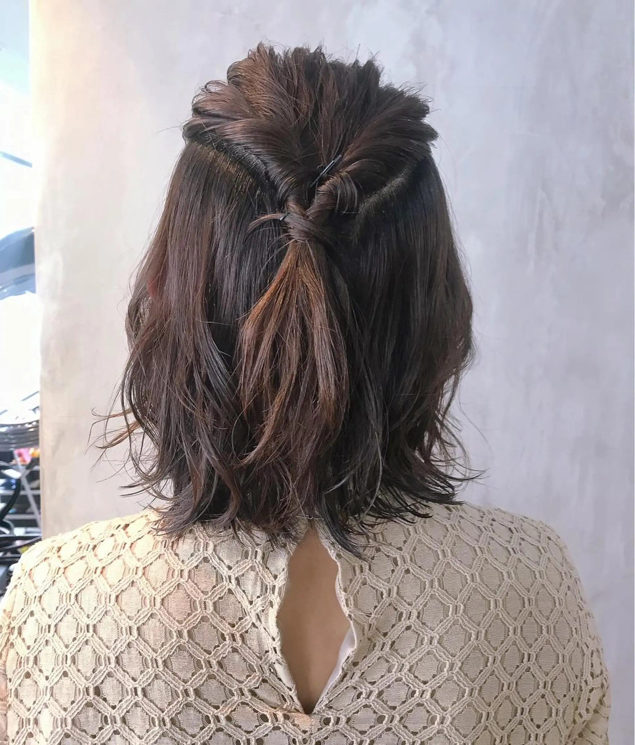 ショート カラー ヘアアレンジ ハーフアップ 簡単アレンジ stylist/蛯谷 珠里のヘアスタイル