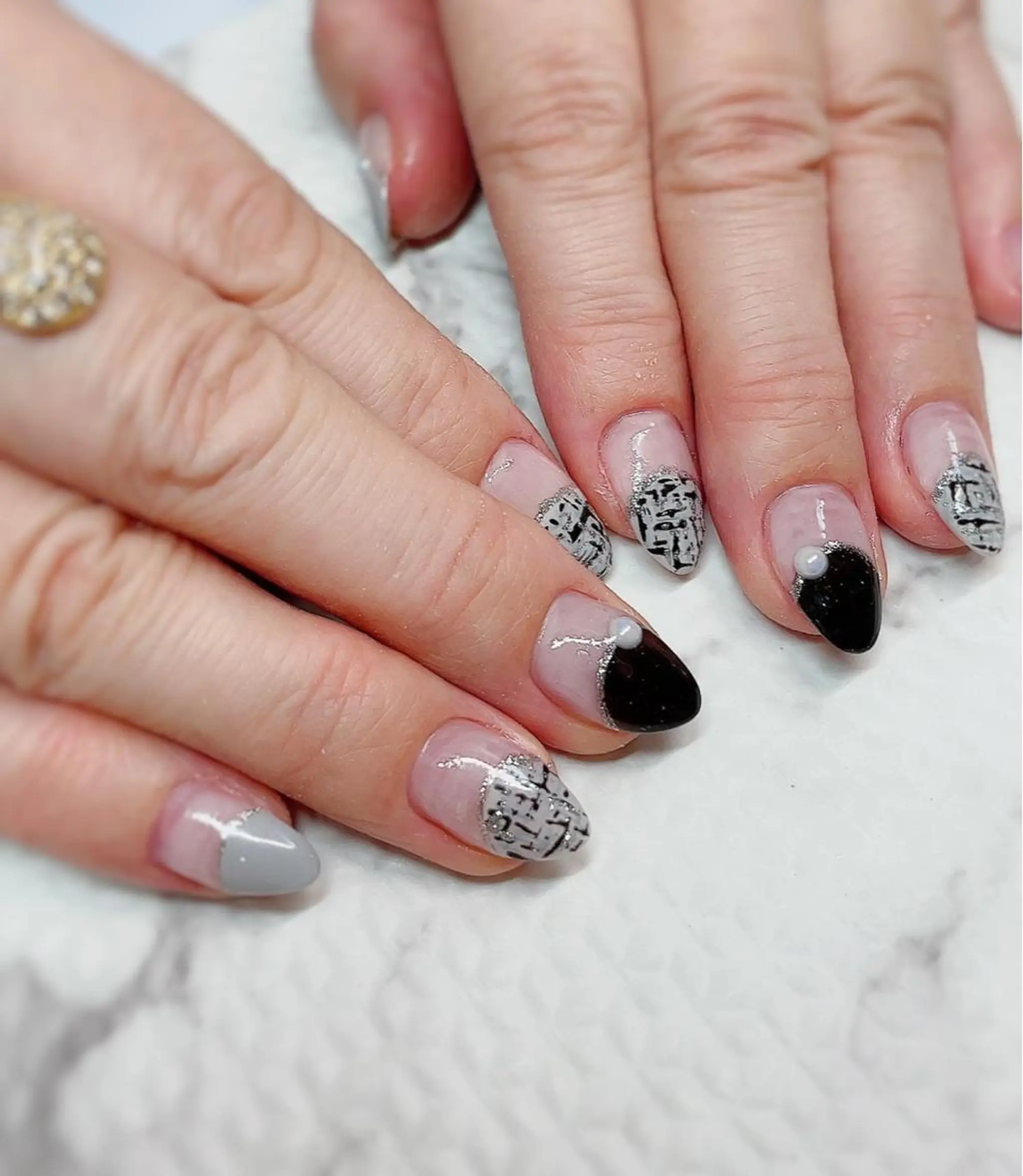 ネイル アニマル柄 べっ甲ネイル フットネイル フレンチネイル グリーン Lily Roseスタッフ一同のマツエク・マツパデザイン