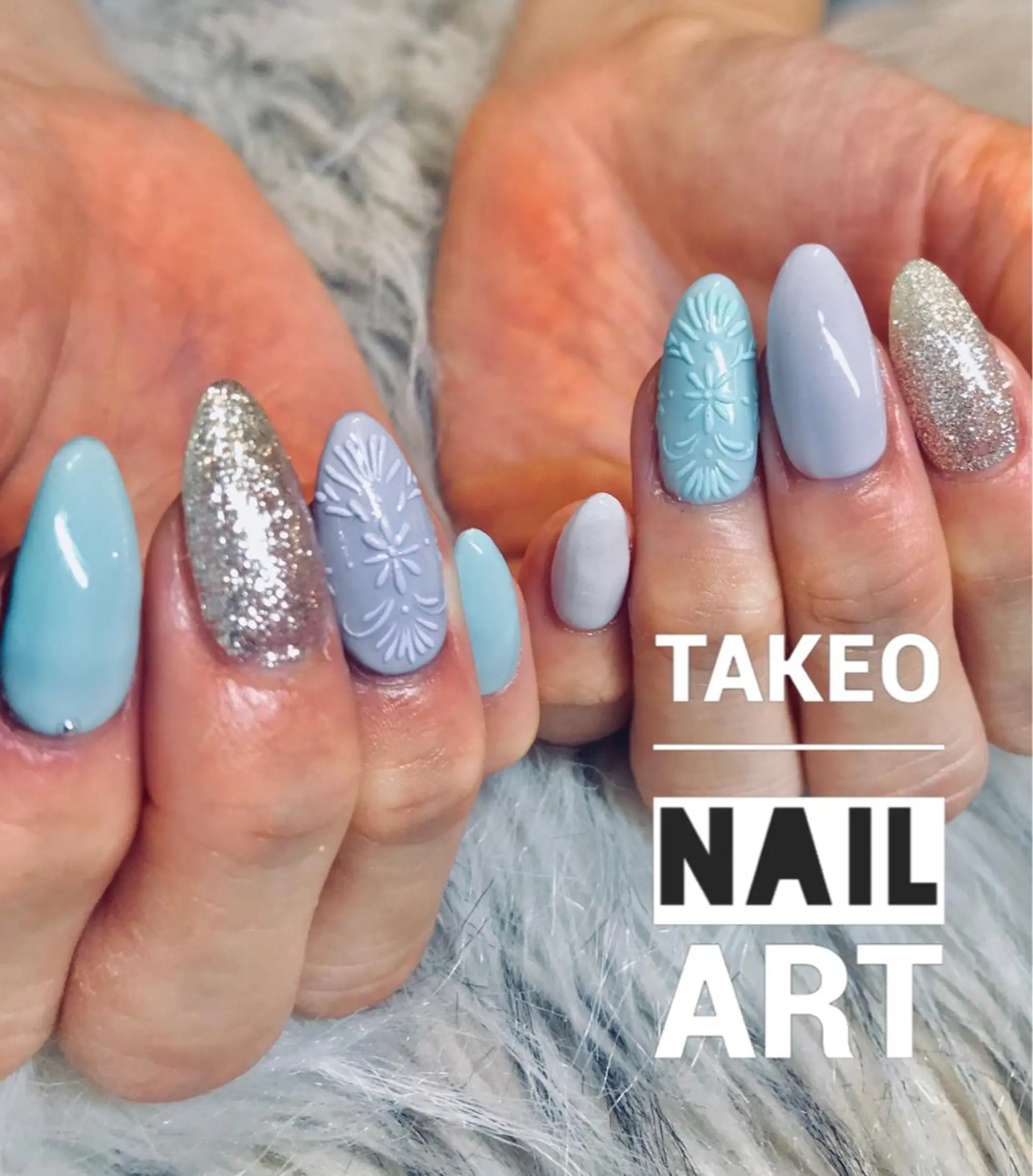 ミディアム ネイル アートネイル パステルネイル ハンドネイル ハンドケア nail&eye Aoのマツエク・マツパデザイン